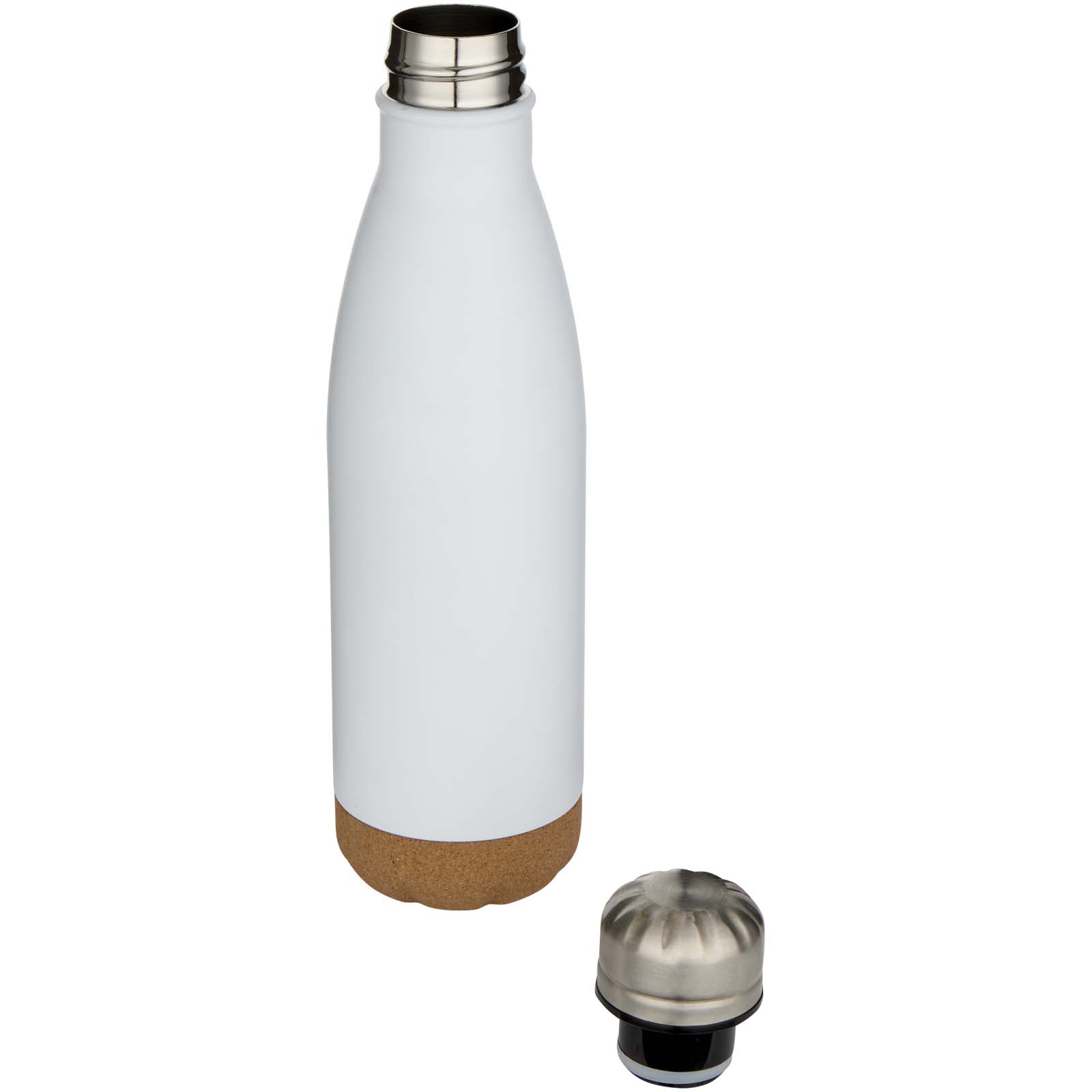 Bouteille d’eau Cove de 500 ml en acier inoxydable isolée sous vide et à double paroi avec détails en liège