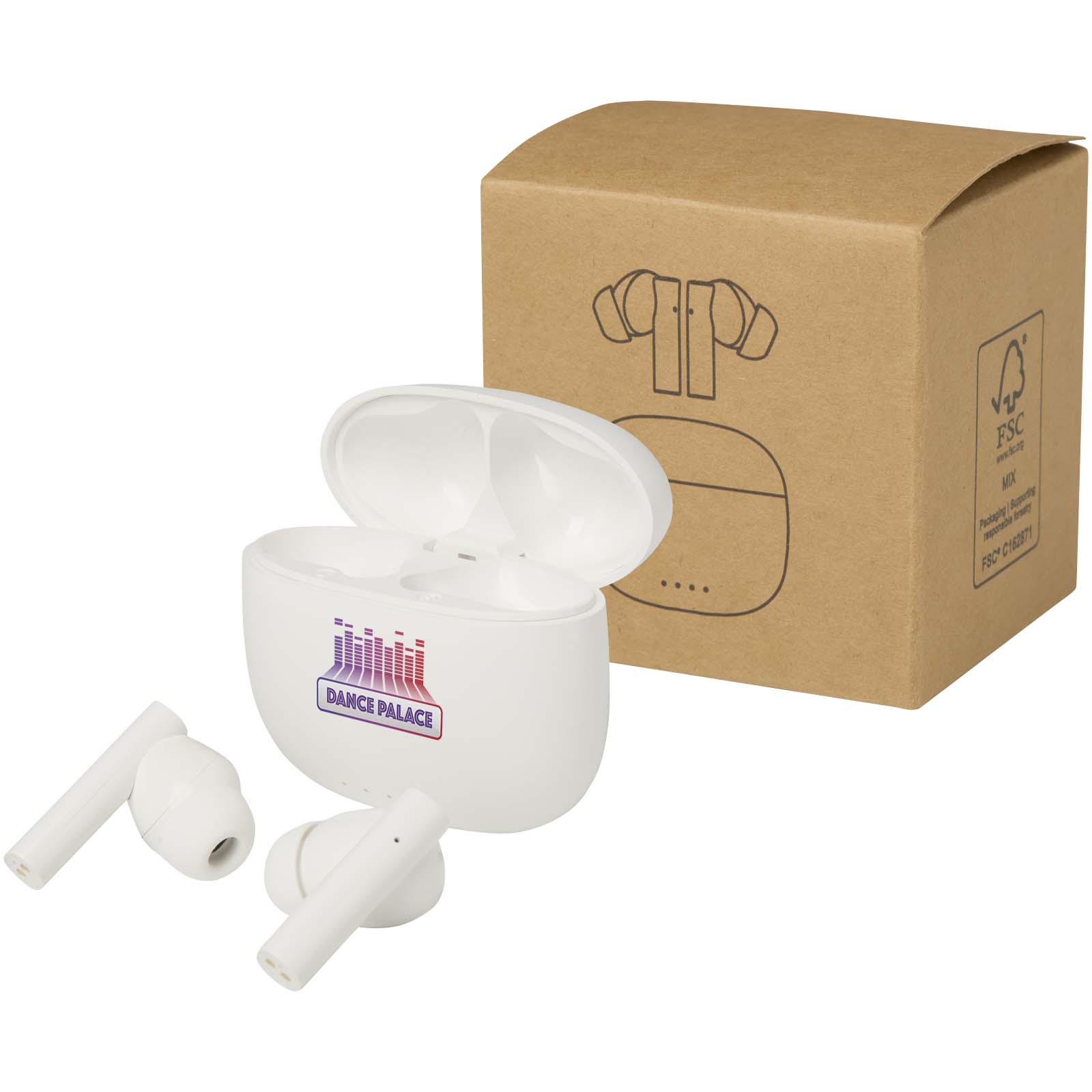 Oreillette Bluetooth® True Wireless Alterf en plastique recyclé avec embouts en silicone