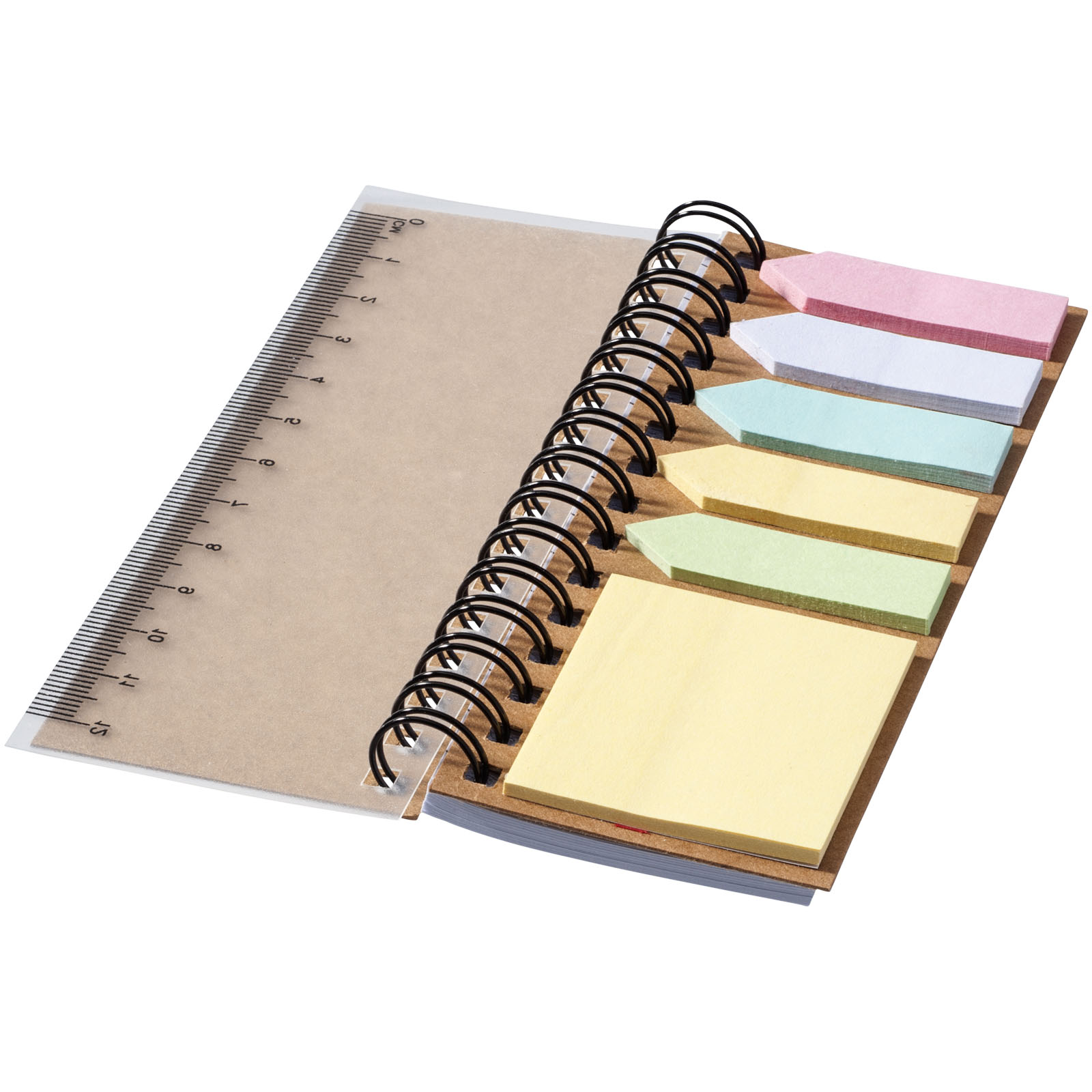 Bloc-notes à spirales avec mémos autocollants colorés Spinner