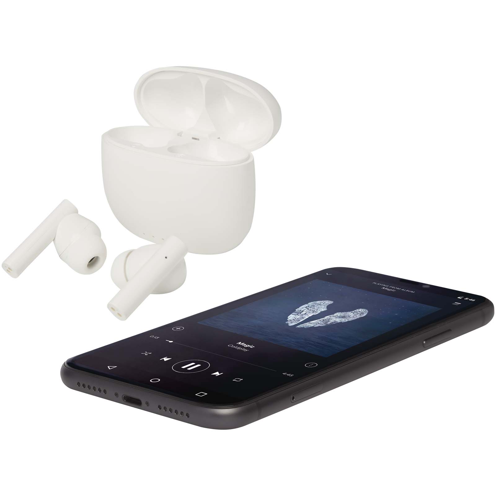 Oreillette Bluetooth® True Wireless Alterf en plastique recyclé avec embouts en silicone