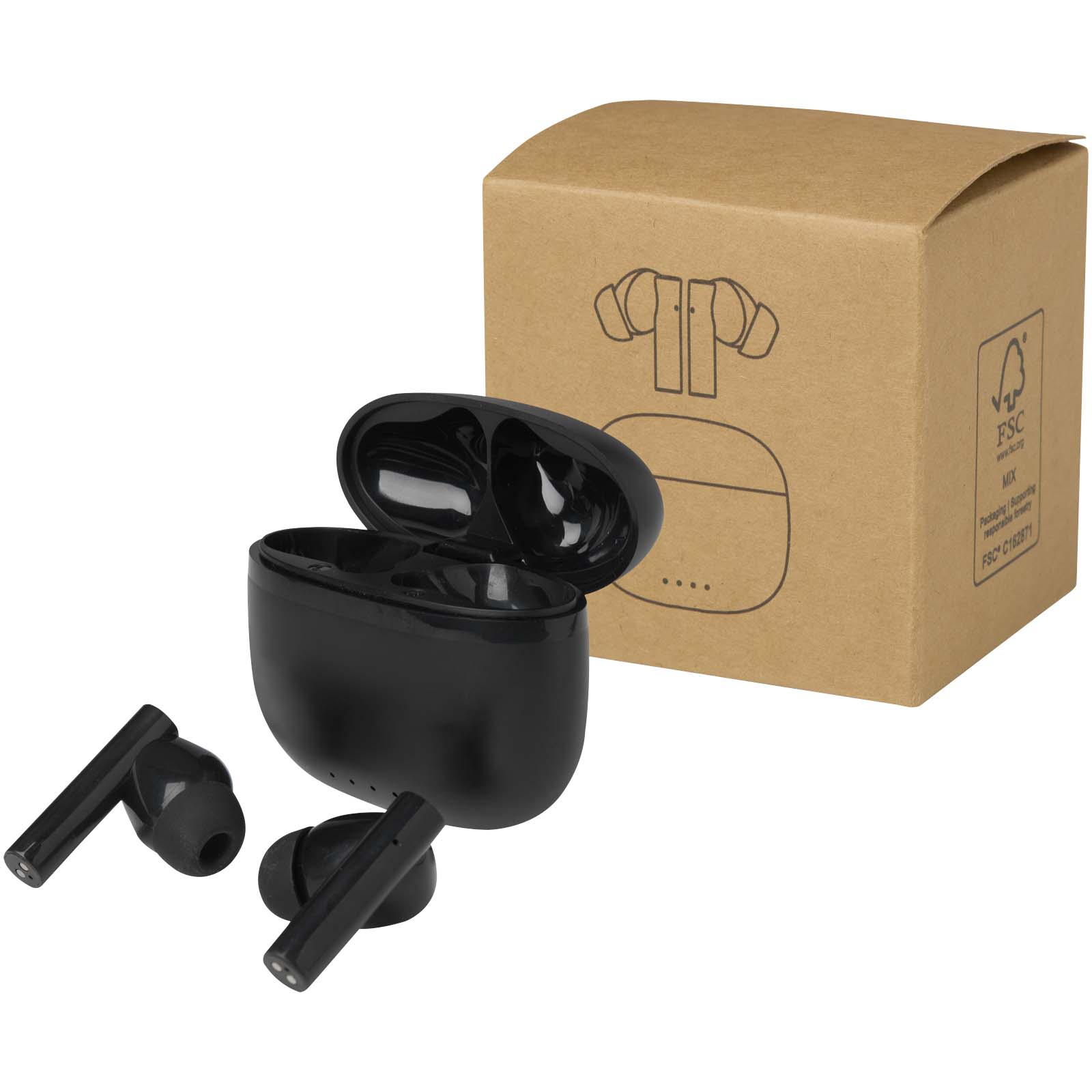 Oreillette Bluetooth® True Wireless Alterf en plastique recyclé avec embouts en silicone