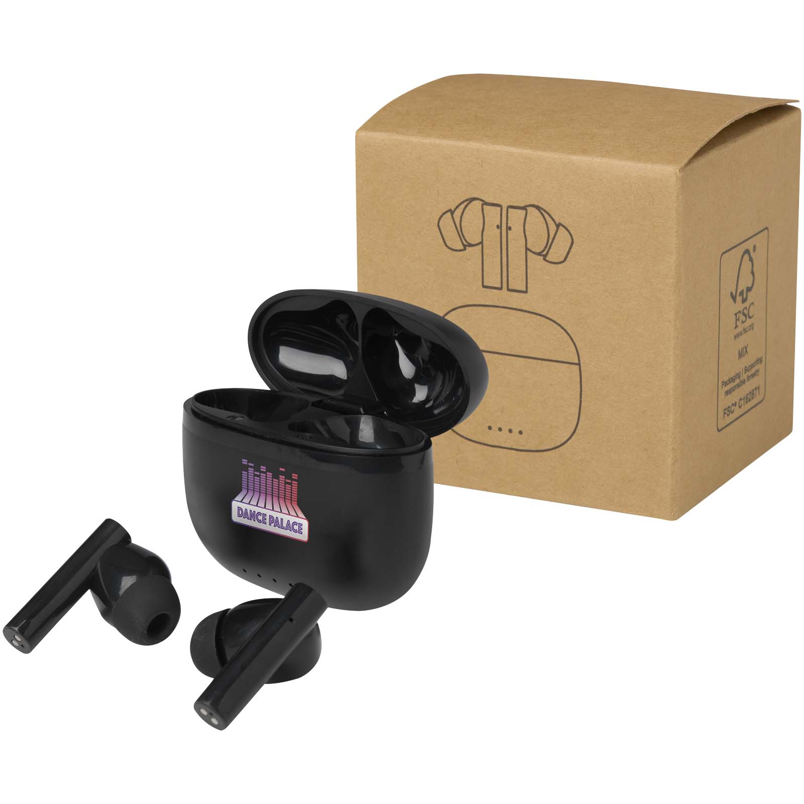 Oreillette Bluetooth® True Wireless Alterf en plastique recyclé avec embouts en silicone