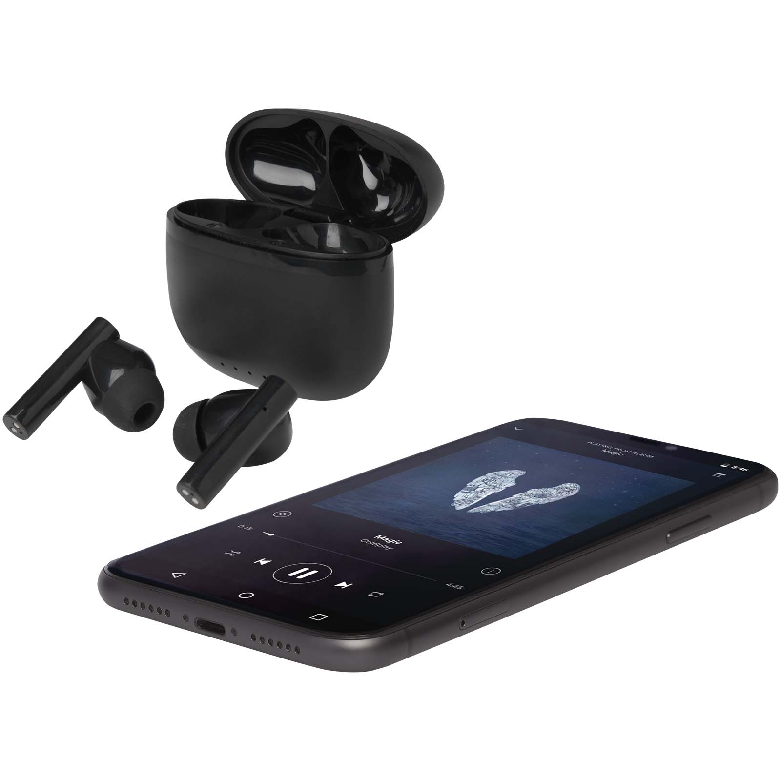 Oreillette Bluetooth® True Wireless Alterf en plastique recyclé avec embouts en silicone