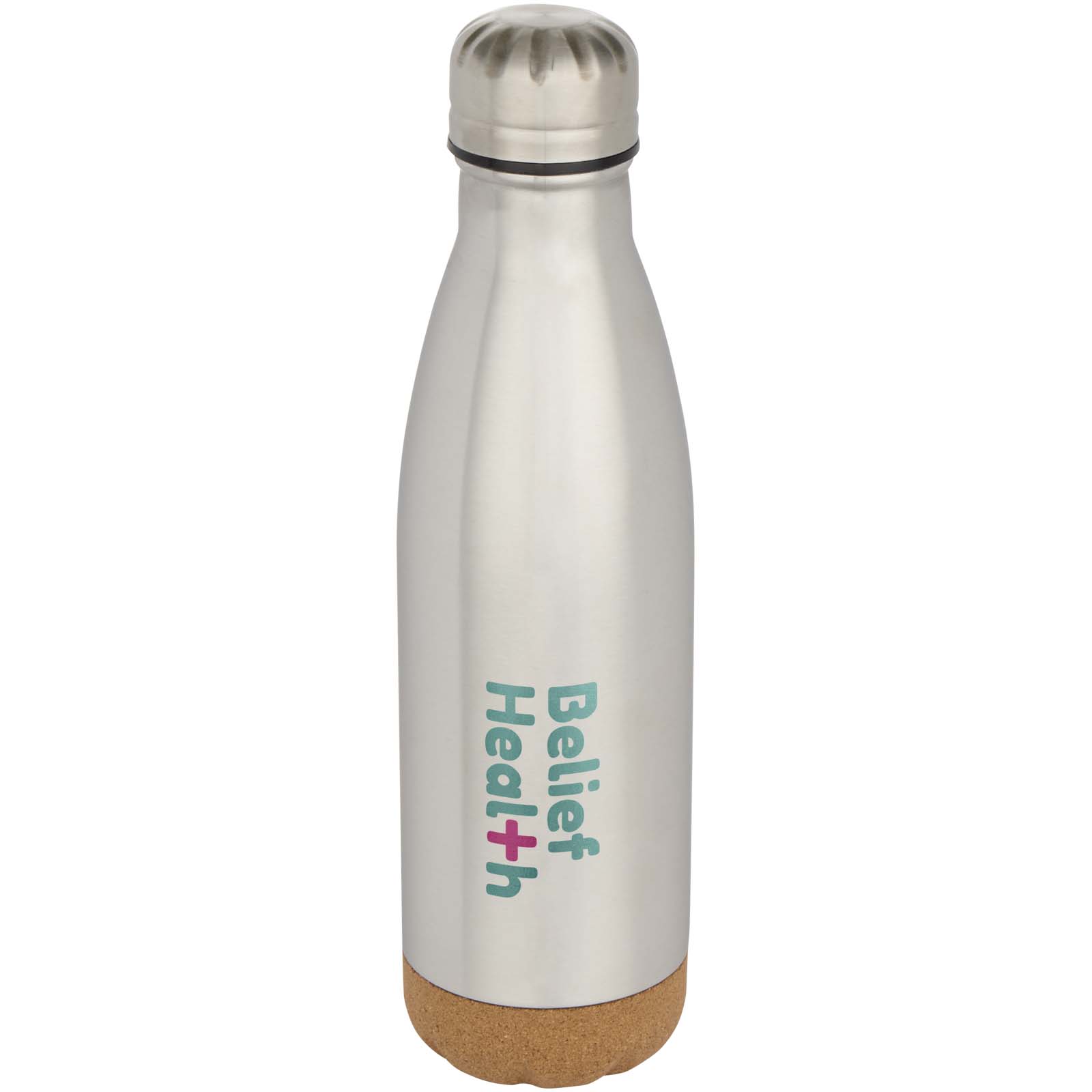 Bouteille d’eau Cove de 500 ml en acier inoxydable isolée sous vide et à double paroi avec détails en liège