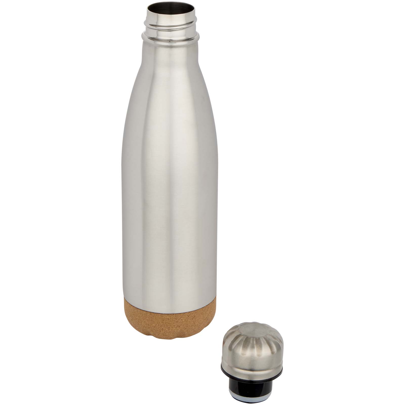 Bouteille d’eau Cove de 500 ml en acier inoxydable isolée sous vide et à double paroi avec détails en liège