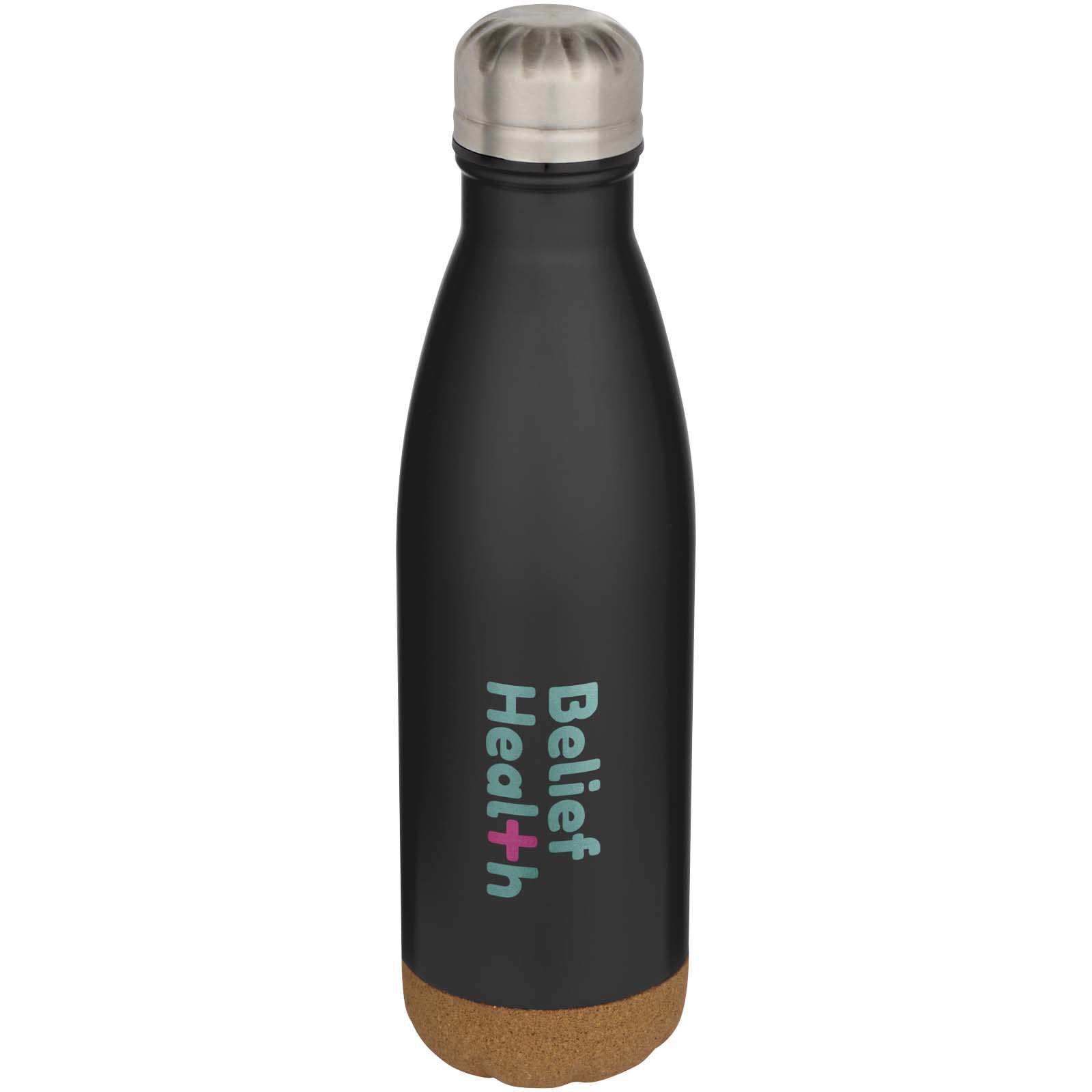 Bouteille d’eau Cove de 500 ml en acier inoxydable isolée sous vide et à double paroi avec détails en liège