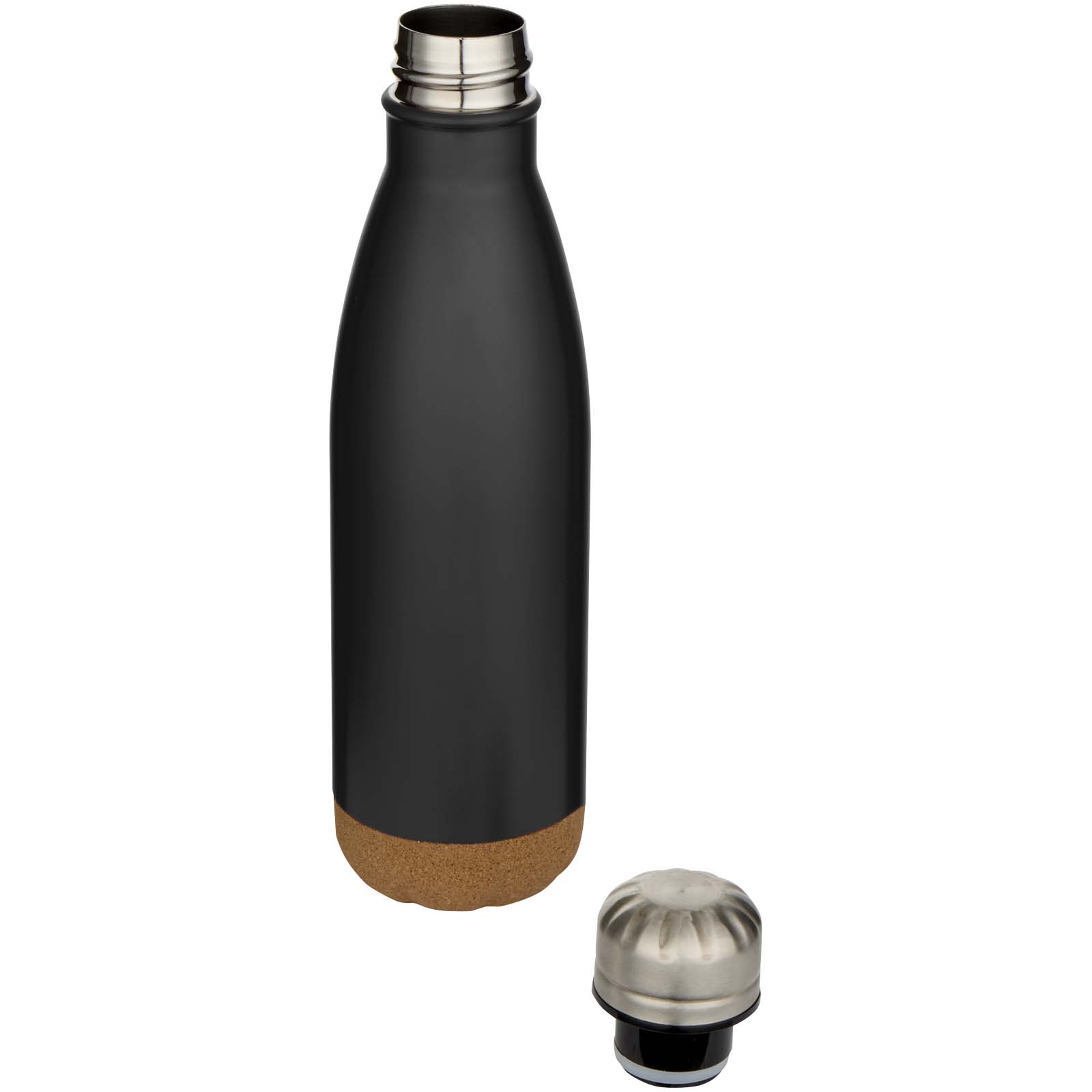 Bouteille d’eau Cove de 500 ml en acier inoxydable isolée sous vide et à double paroi avec détails en liège