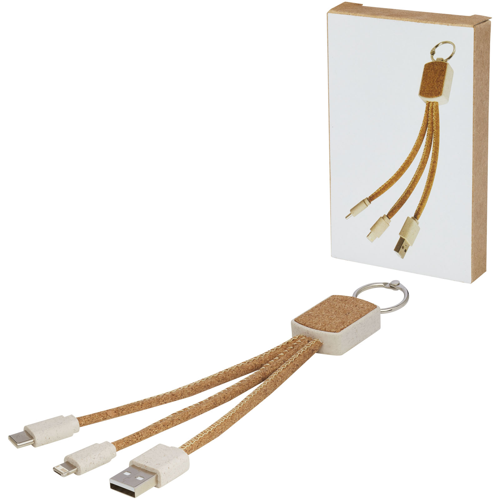 Câble de charge 3-en-1 Bates en paille de blé et liège
