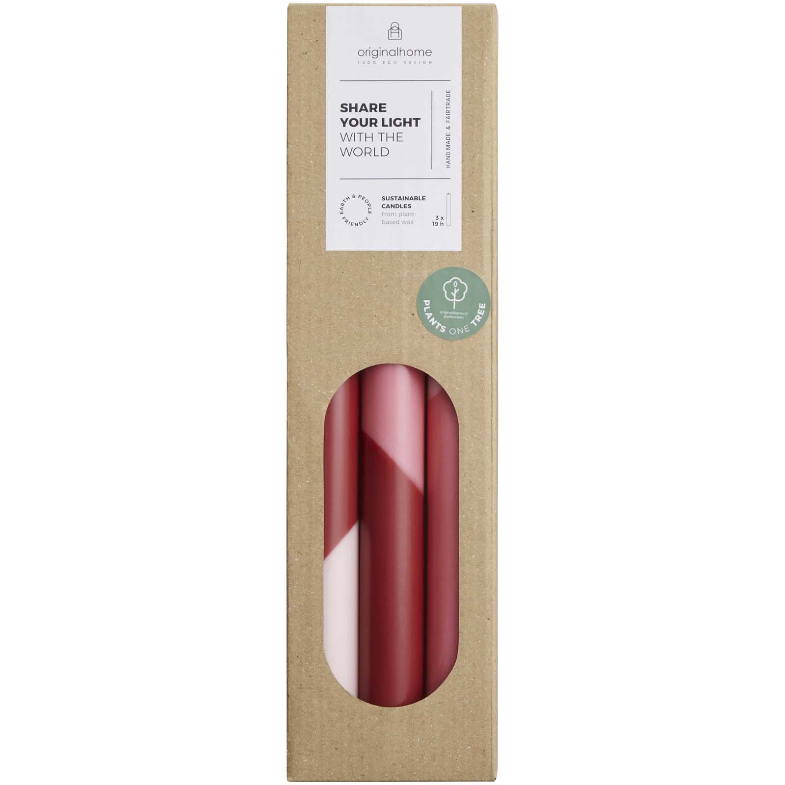 Bougies à rayures diagonales Originalhome Eden par lot de 3