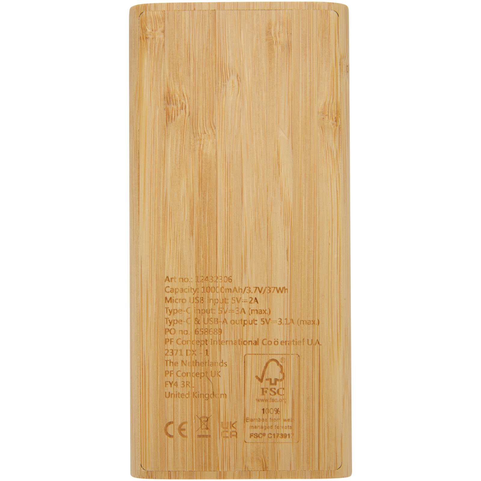 Batterie de secours Tulda de 10,000 mAh en bambou