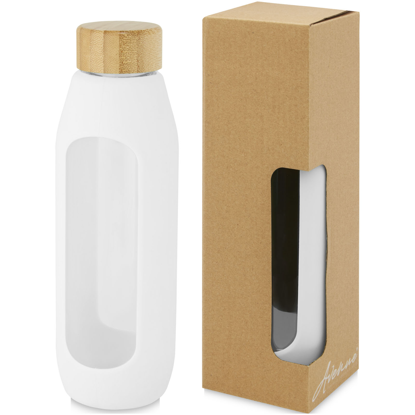 Bouteille Tidan de 600 ml en verre borosilicate avec grip en silicone