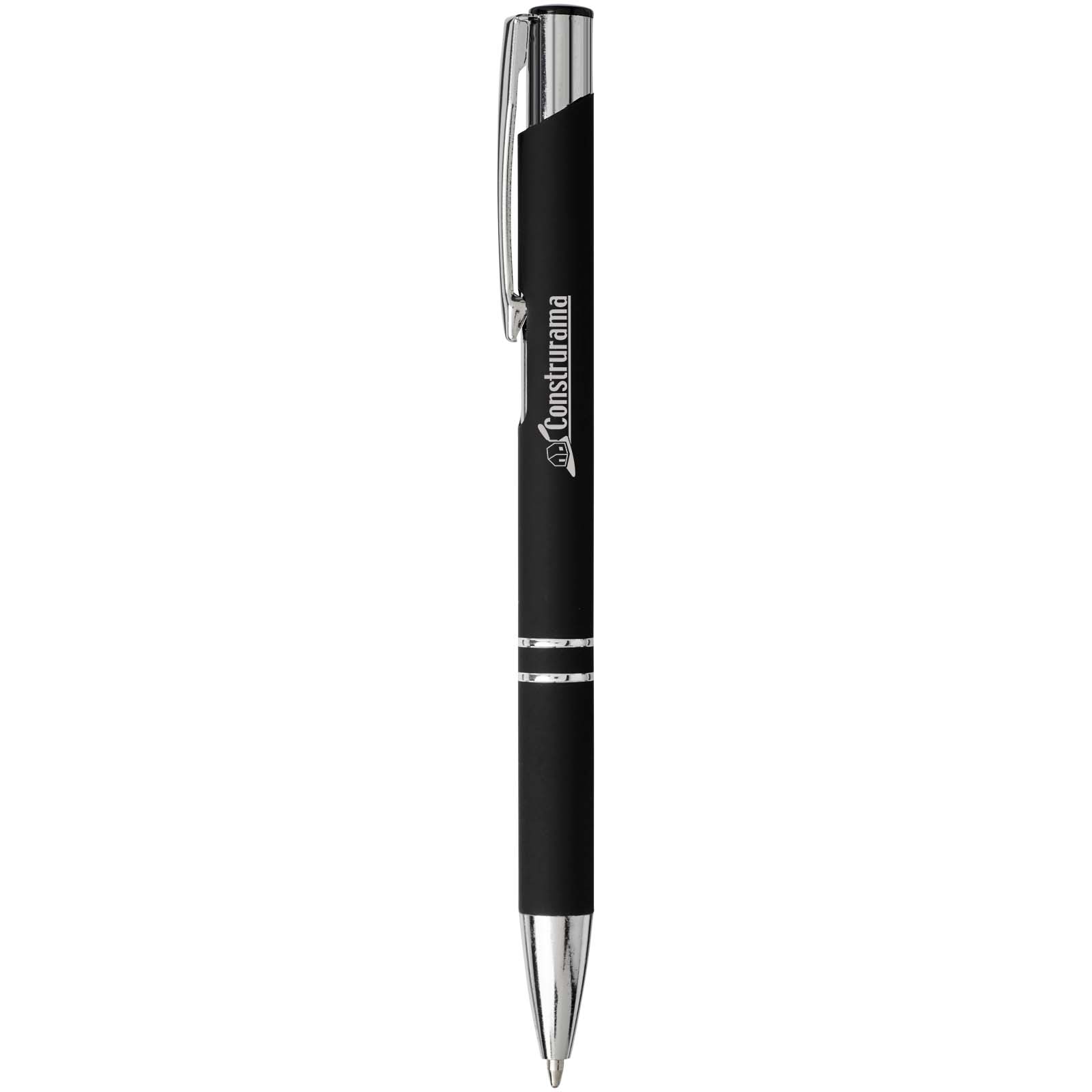 Stylo bille rétractable doux au toucher Moneta (encre noire)
