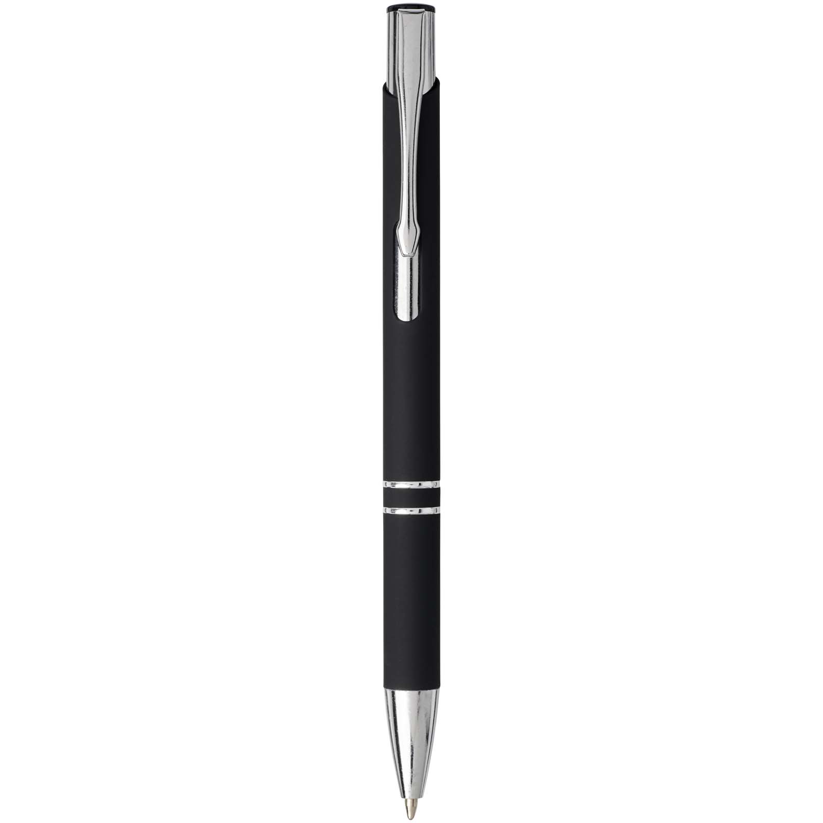 Stylo bille rétractable doux au toucher Moneta (encre noire)