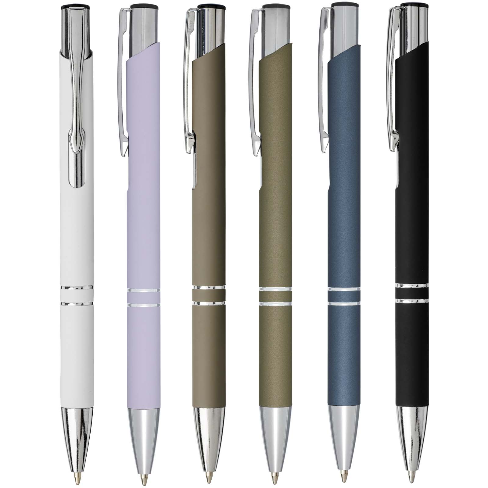 Stylo bille rétractable doux au toucher Moneta (encre noire)