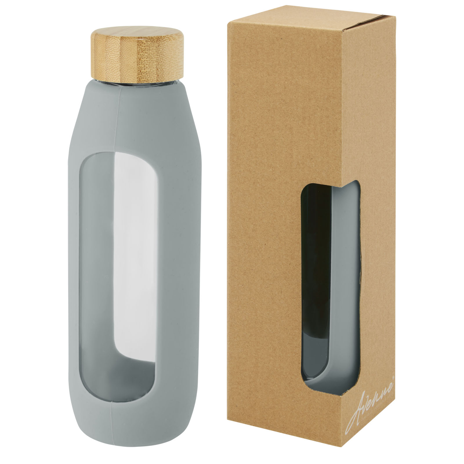 Bouteille Tidan de 600 ml en verre borosilicate avec grip en silicone