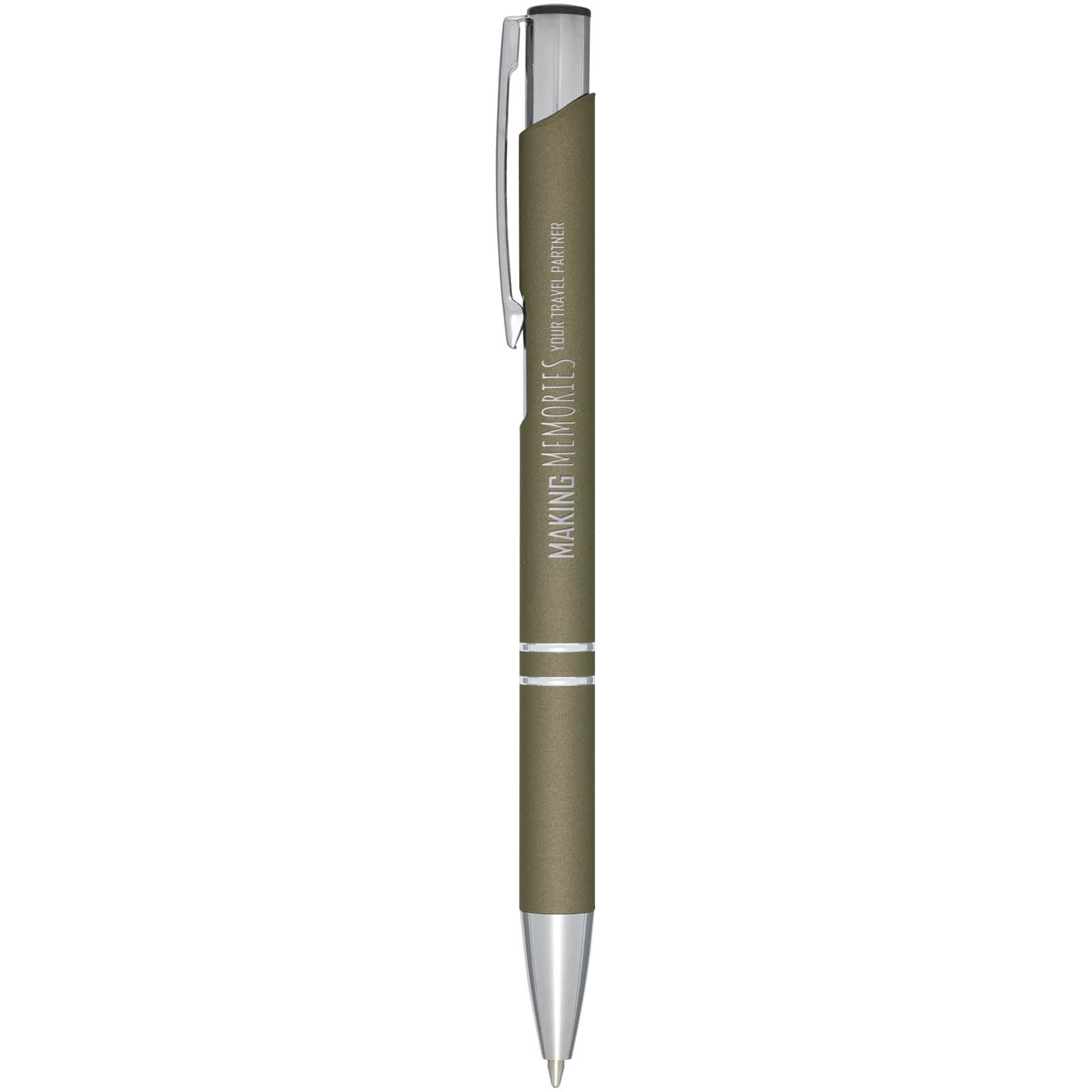 Stylo bille rétractable doux au toucher Moneta (encre noire)