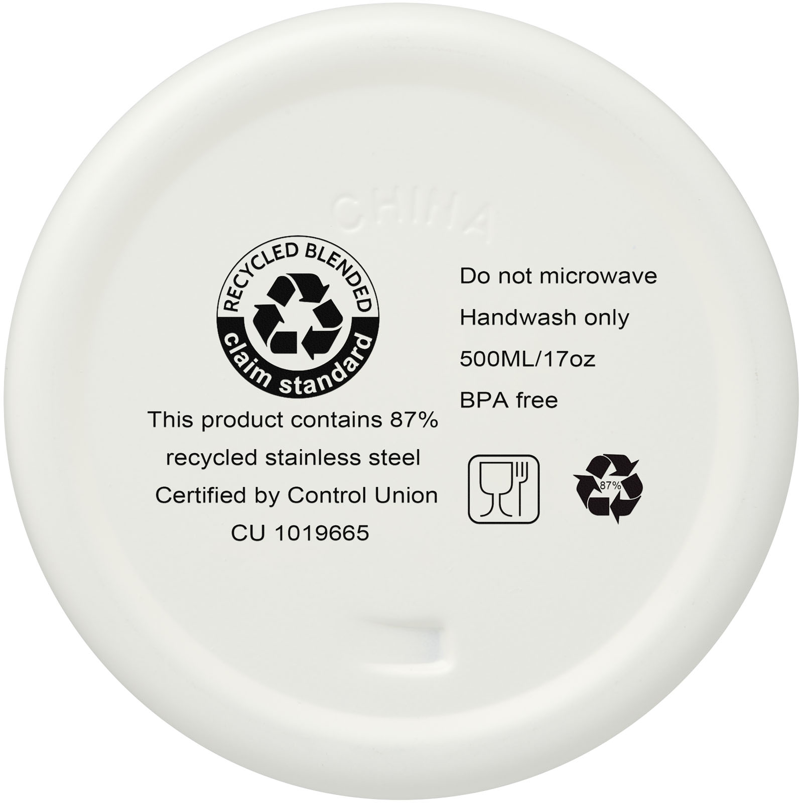 Bouteille isotherme Vasa en acier inoxydable recyclé certifié RCS de 500 ml avec isolation par le vide et couche de cuivre