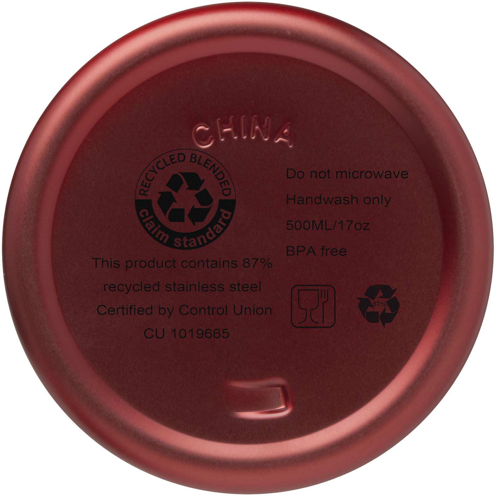 Bouteille isotherme Vasa en acier inoxydable recyclé certifié RCS de 500 ml avec isolation par le vide et couche de cuivre