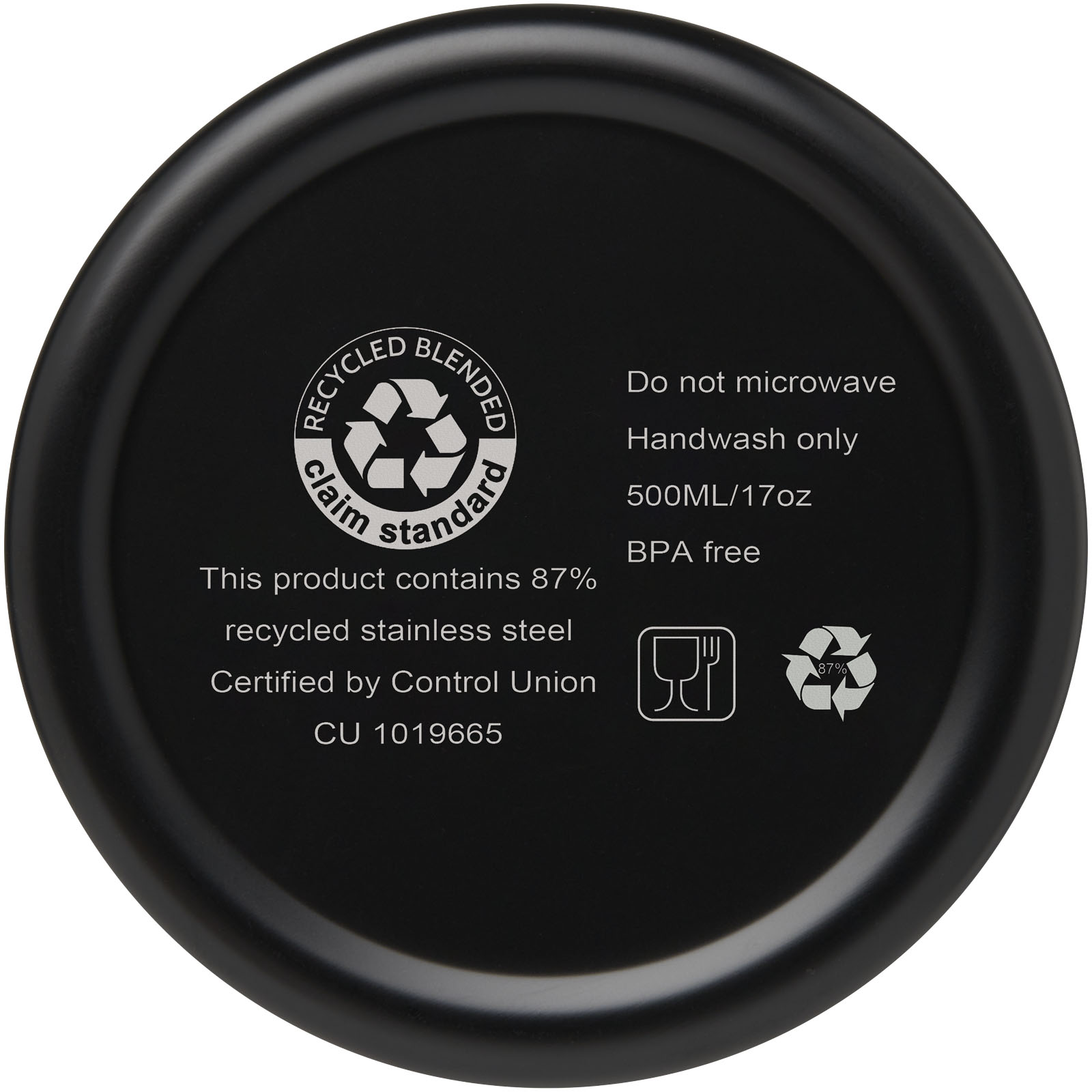 Bouteille isotherme Vasa en acier inoxydable recyclé certifié RCS de 500 ml avec isolation par le vide et couche de cuivre