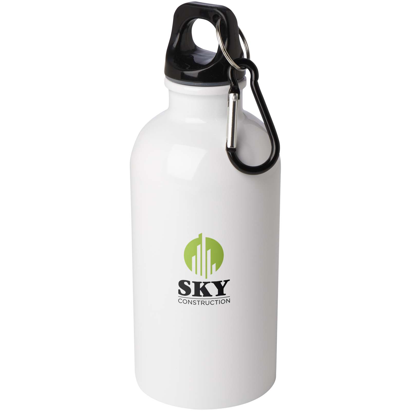 Bouteille d'eau Oregon de 400 ml simple paroi en acier recyclé certifié RCS avec mousqueton