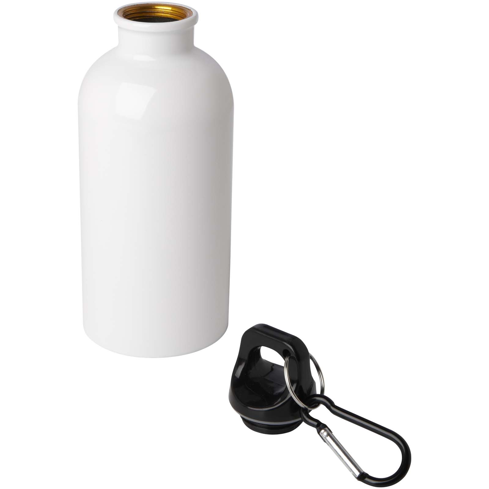 Bouteille d'eau Oregon de 400 ml simple paroi en acier recyclé certifié RCS avec mousqueton