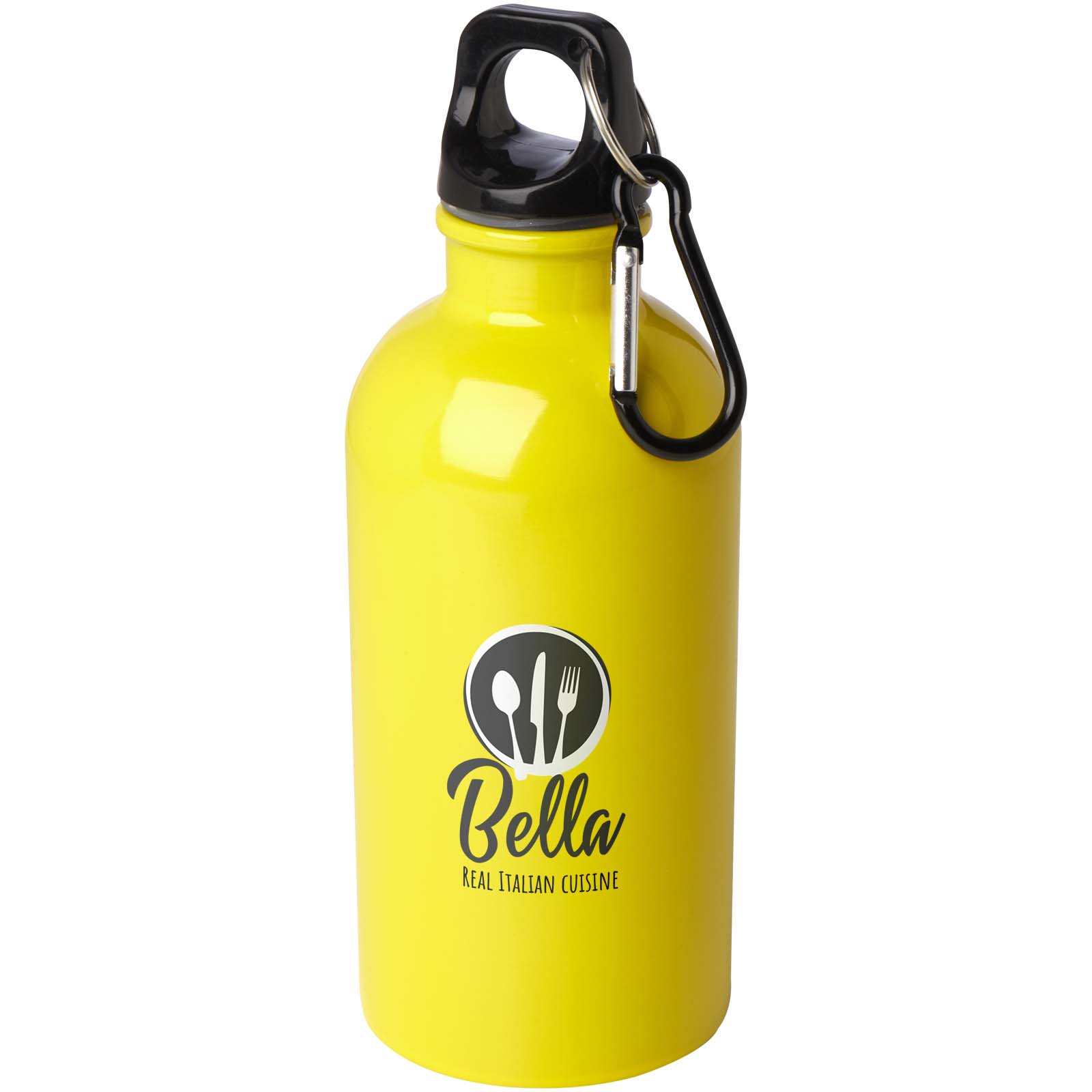Bouteille d'eau Oregon de 400 ml simple paroi en acier recyclé certifié RCS avec mousqueton