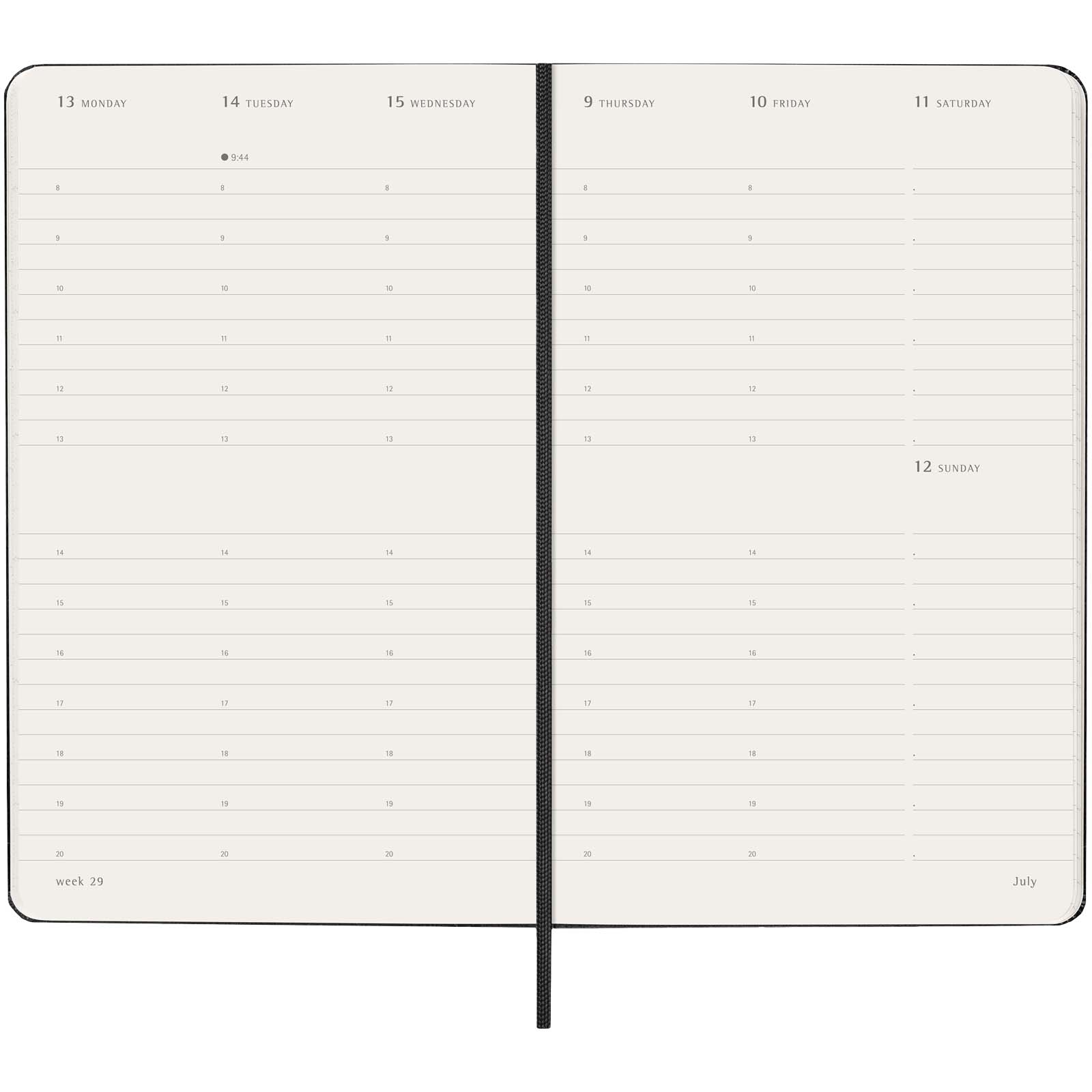 Agenda L vertical 12 mois Moleskine à couverture rigide