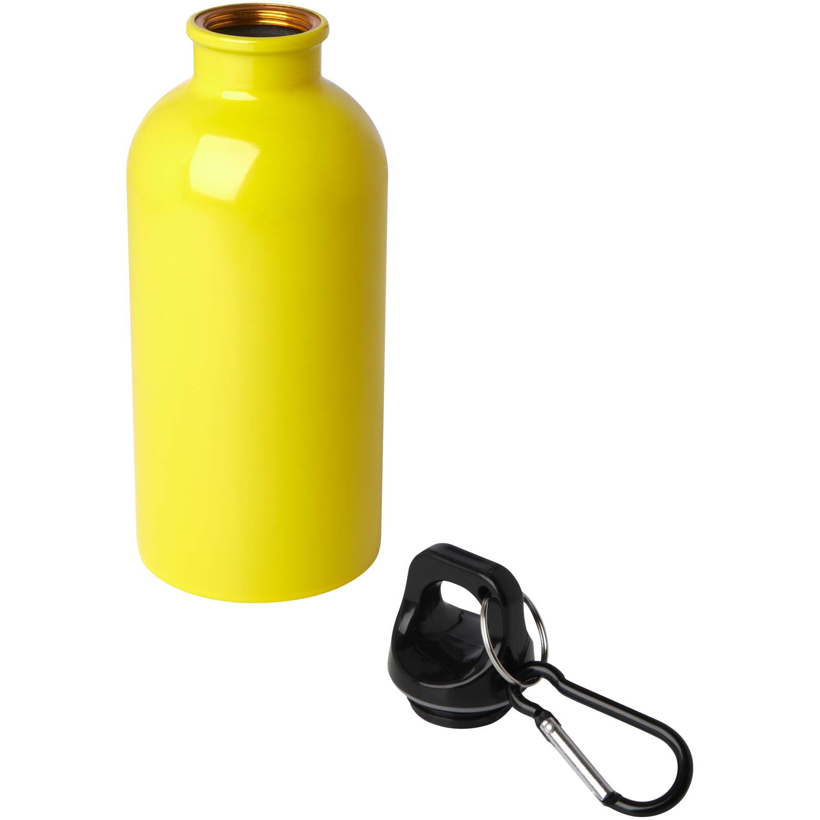 Bouteille d'eau Oregon de 400 ml simple paroi en acier recyclé certifié RCS avec mousqueton
