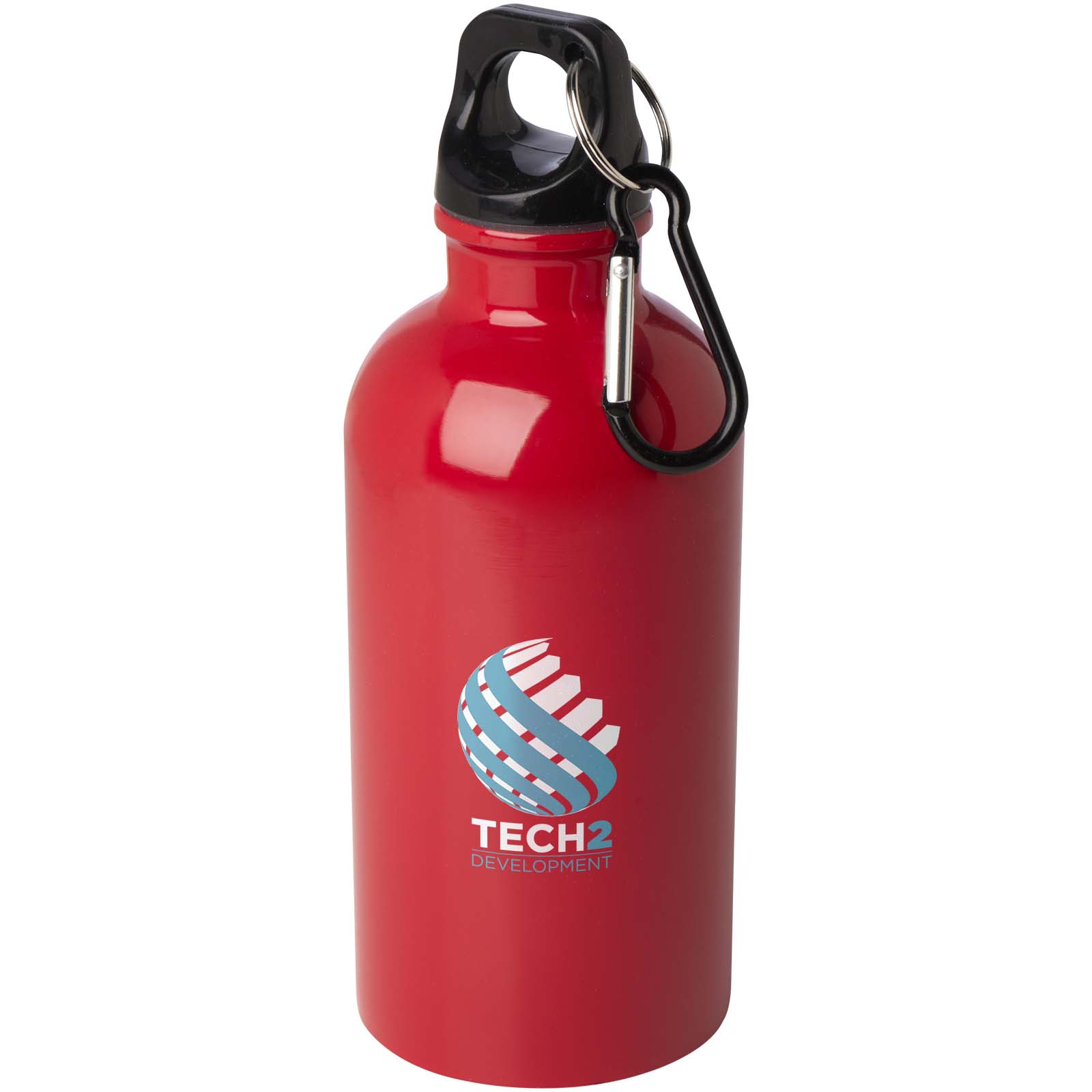 Bouteille d'eau Oregon de 400 ml simple paroi en acier recyclé certifié RCS avec mousqueton