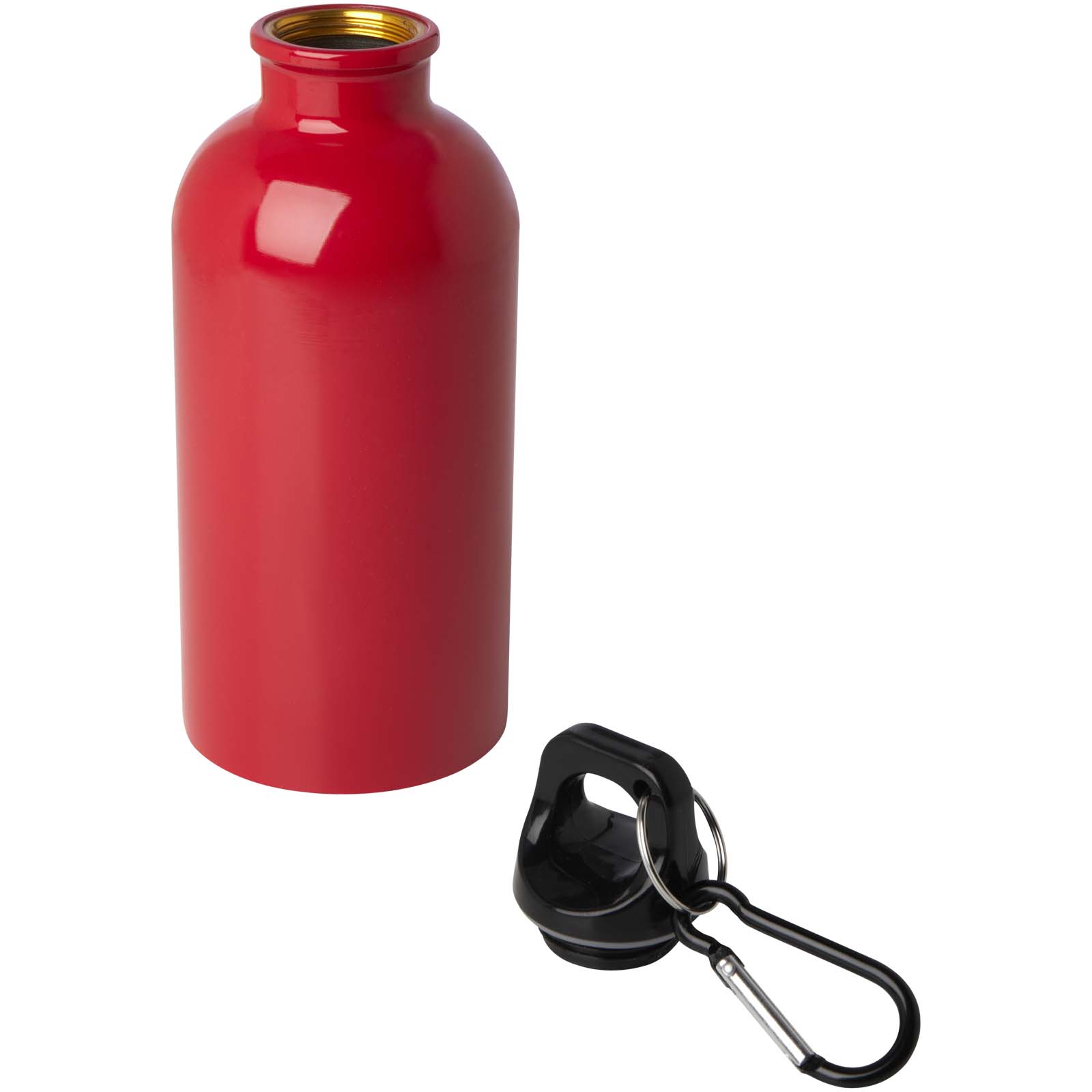 Bouteille d'eau Oregon de 400 ml simple paroi en acier recyclé certifié RCS avec mousqueton
