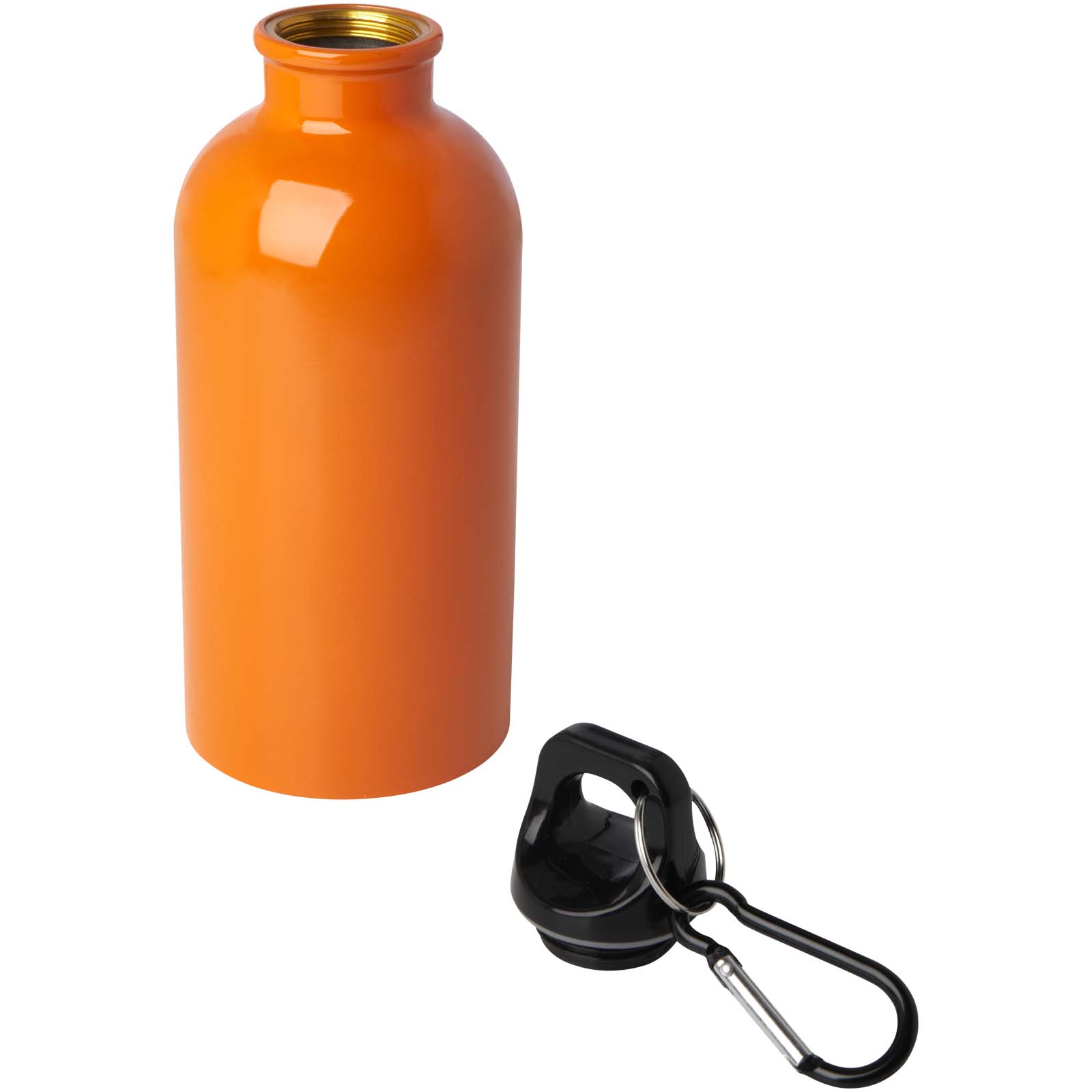 Bouteille d'eau Oregon de 400 ml simple paroi en acier recyclé certifié RCS avec mousqueton
