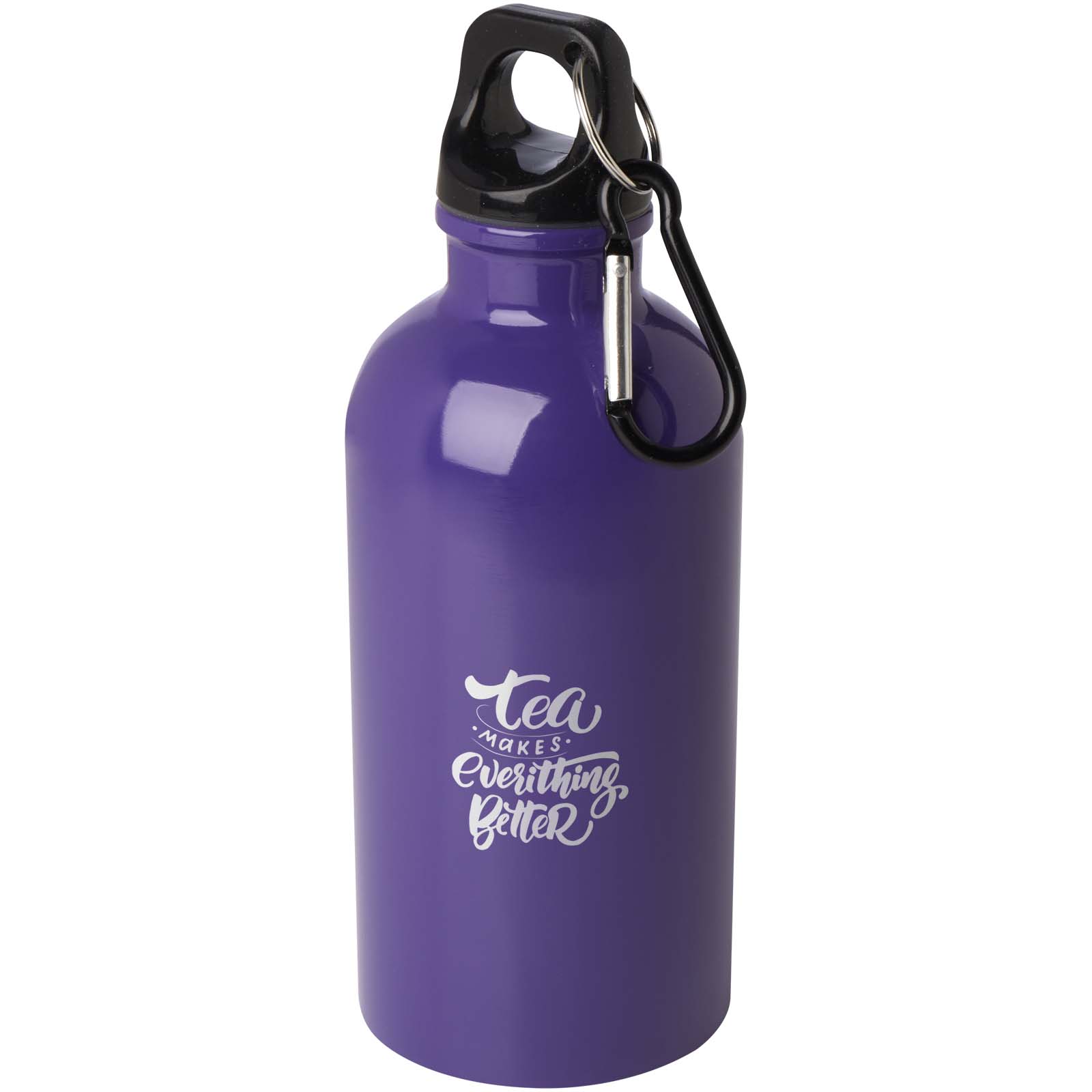 Bouteille d'eau Oregon de 400 ml simple paroi en acier recyclé certifié RCS avec mousqueton