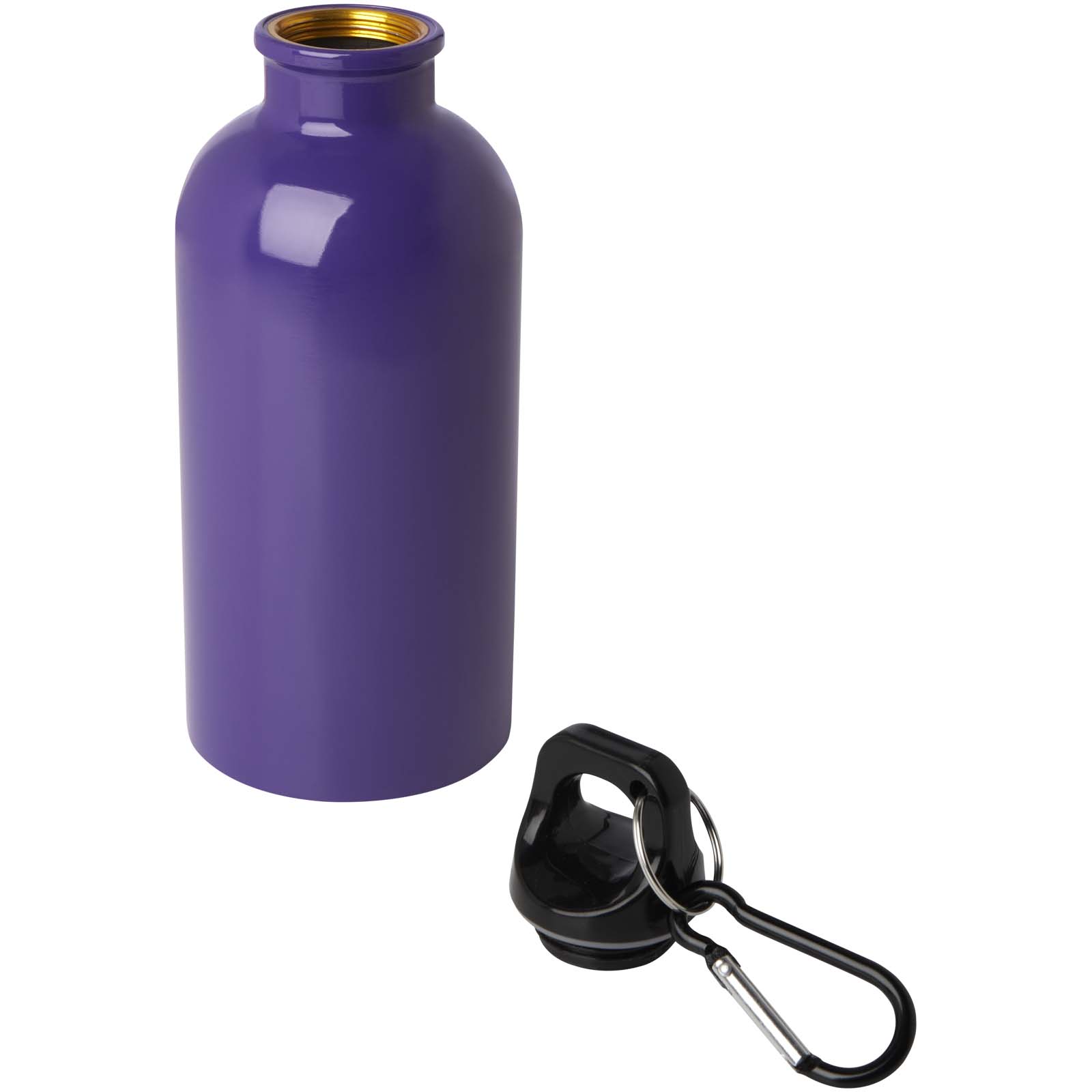 Bouteille d'eau Oregon de 400 ml simple paroi en acier recyclé certifié RCS avec mousqueton