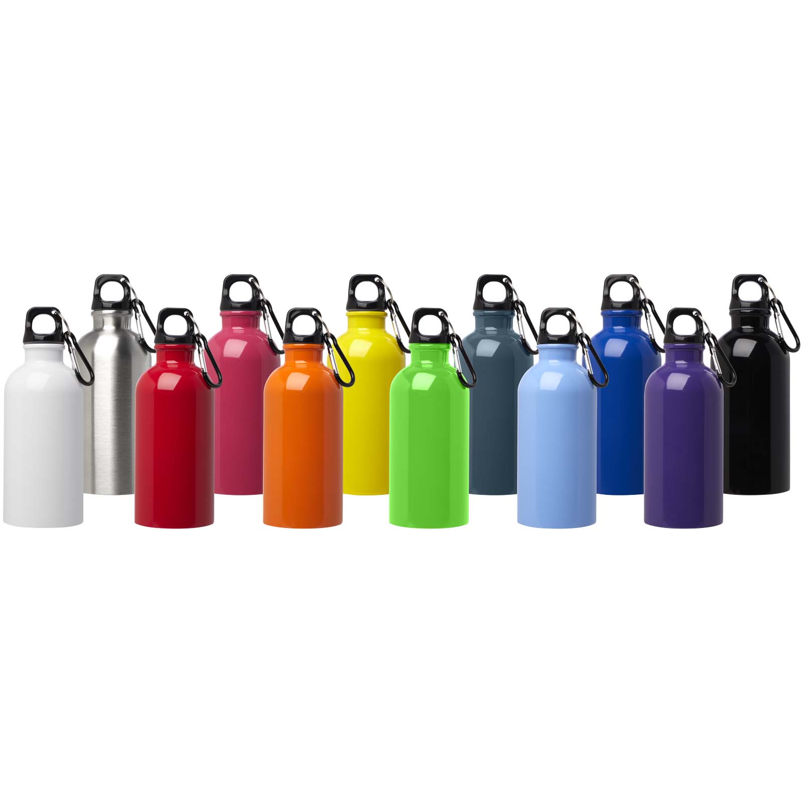 Bouteille d'eau Oregon de 400 ml simple paroi en acier recyclé certifié RCS avec mousqueton