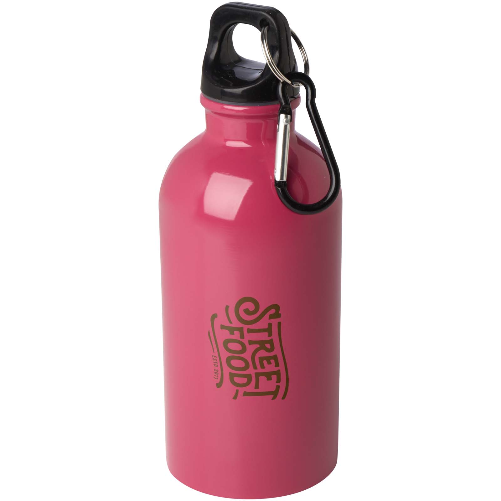 Bouteille d'eau Oregon de 400 ml simple paroi en acier recyclé certifié RCS avec mousqueton
