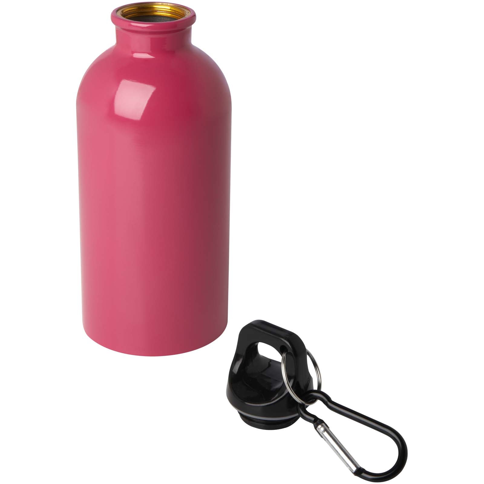 Bouteille d'eau Oregon de 400 ml simple paroi en acier recyclé certifié RCS avec mousqueton
