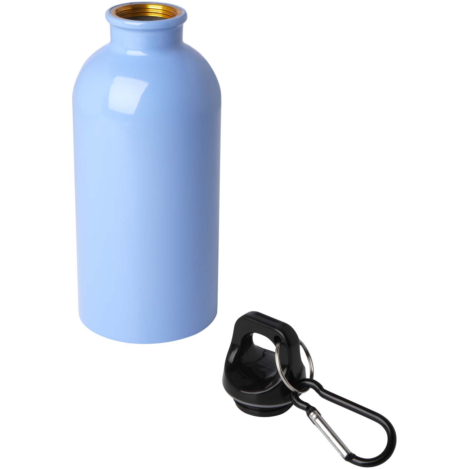 Bouteille d'eau Oregon de 400 ml simple paroi en acier recyclé certifié RCS avec mousqueton