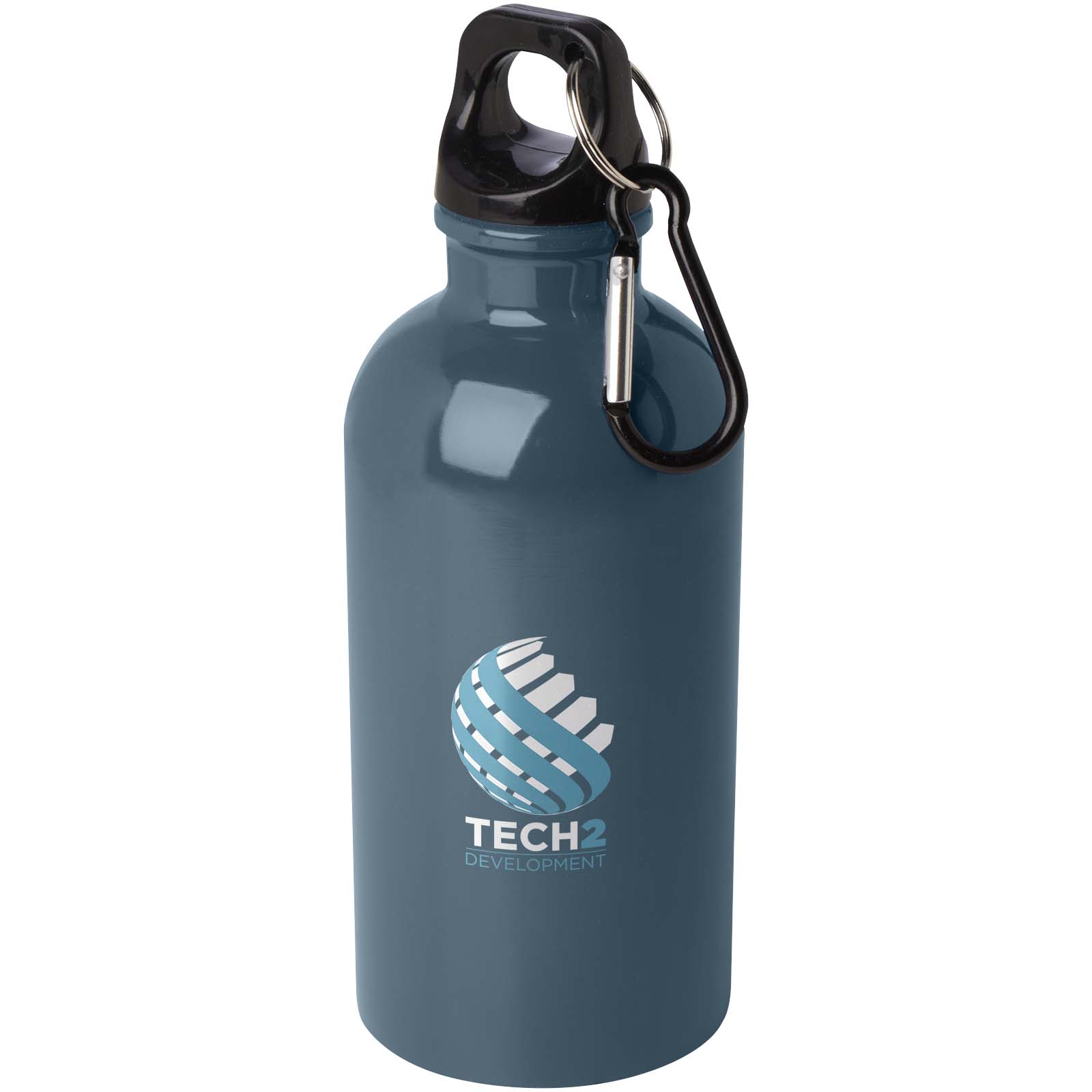 Bouteille d'eau Oregon de 400 ml simple paroi en acier recyclé certifié RCS avec mousqueton