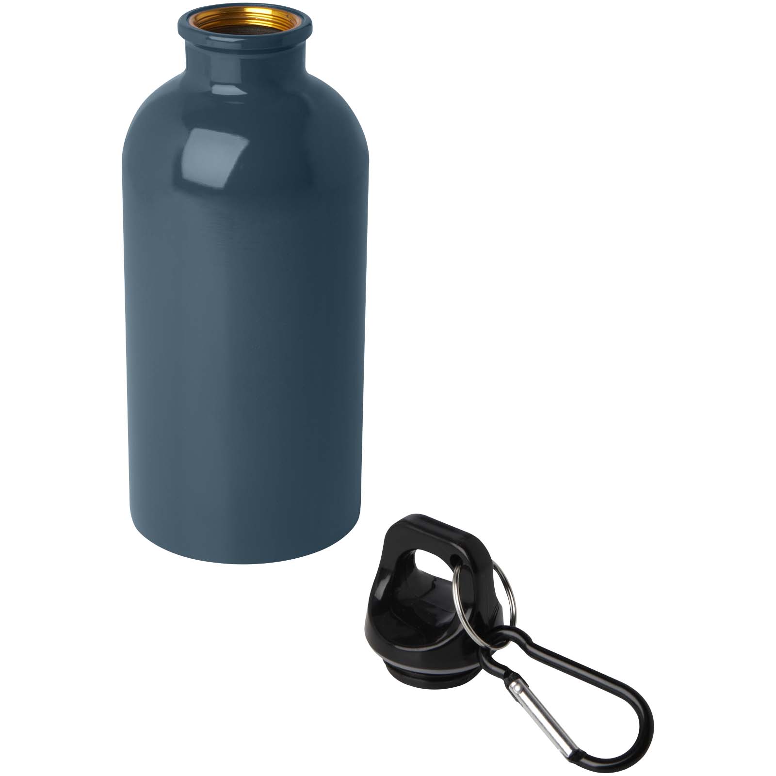 Bouteille d'eau Oregon de 400 ml simple paroi en acier recyclé certifié RCS avec mousqueton
