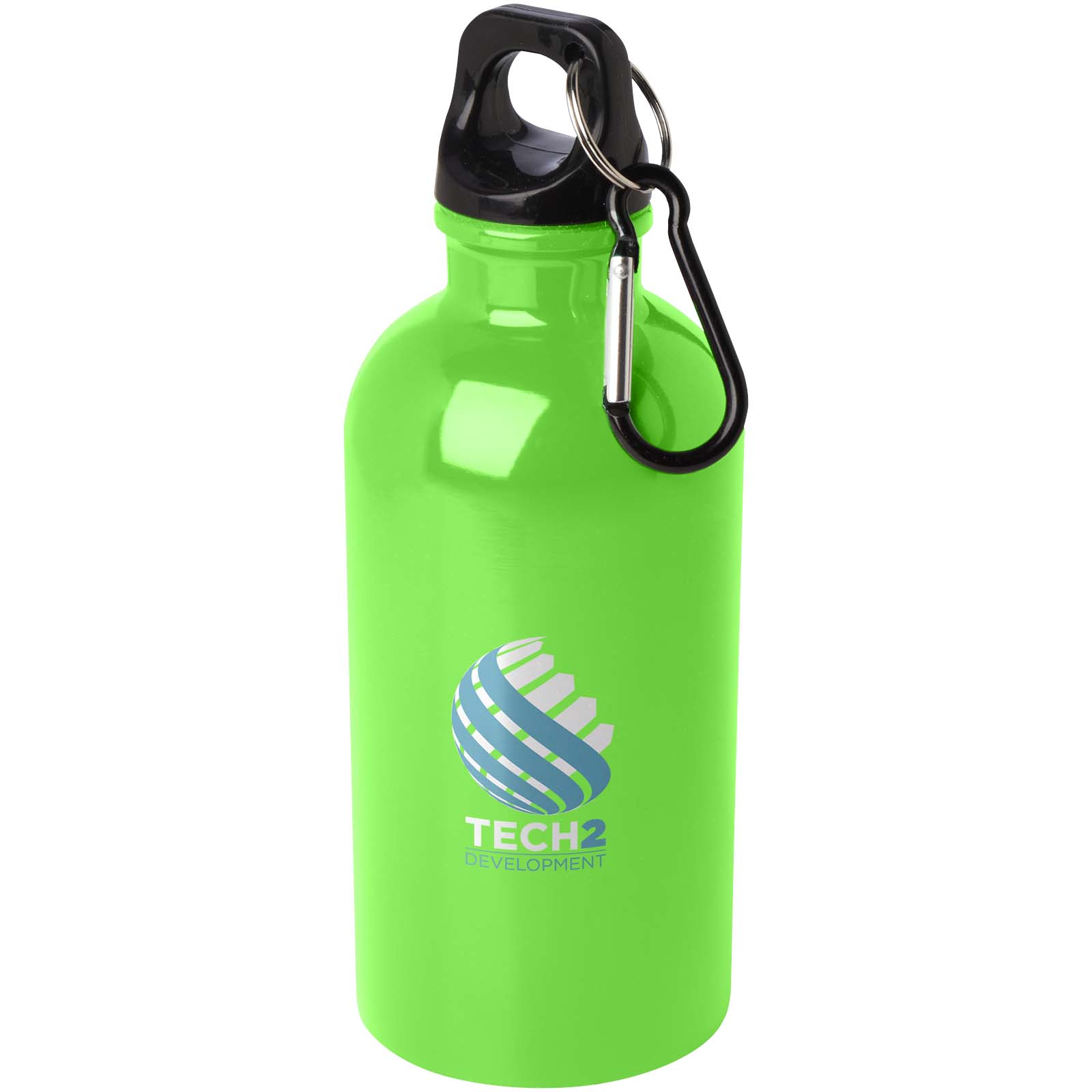 Bouteille d'eau Oregon de 400 ml simple paroi en acier recyclé certifié RCS avec mousqueton