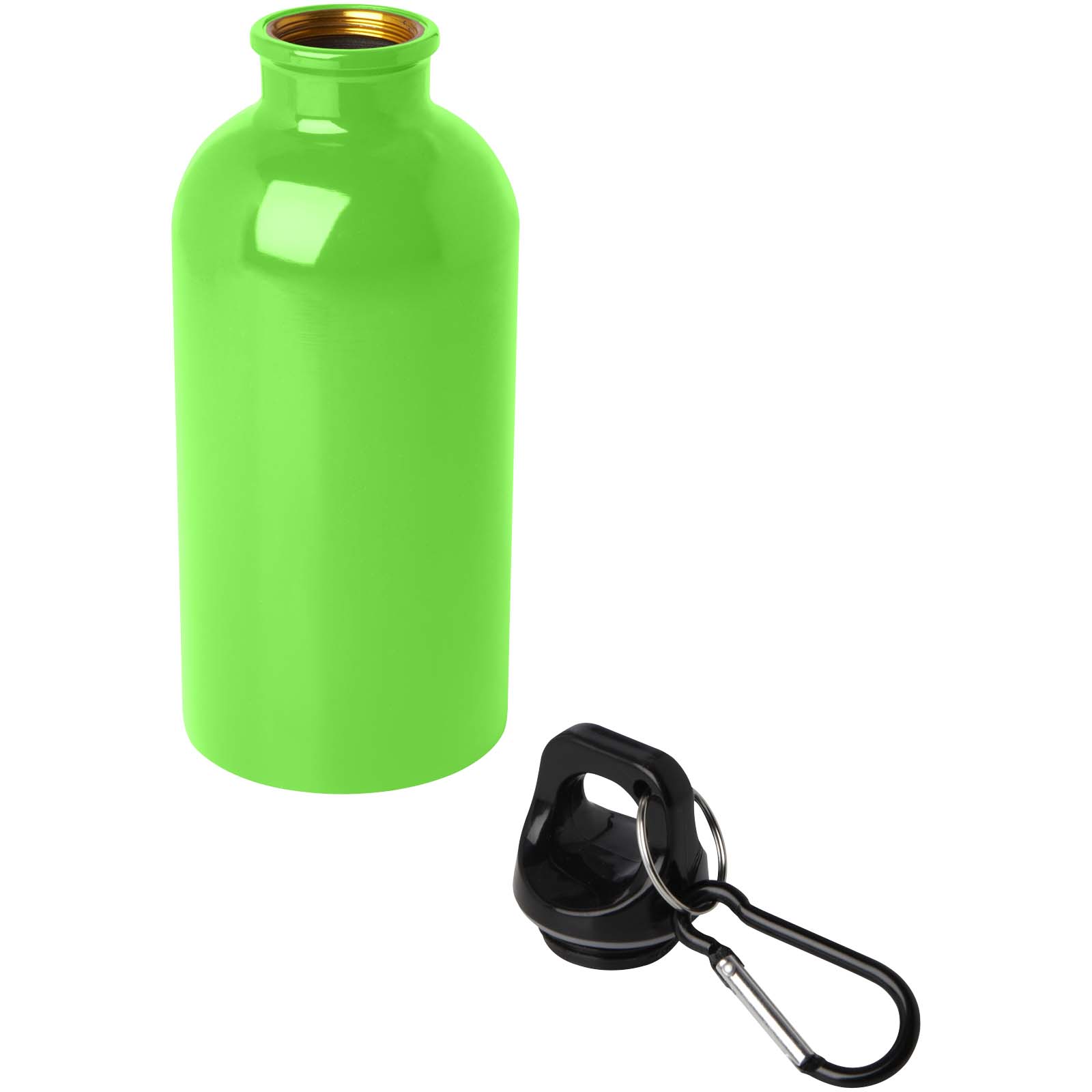 Bouteille d'eau Oregon de 400 ml simple paroi en acier recyclé certifié RCS avec mousqueton