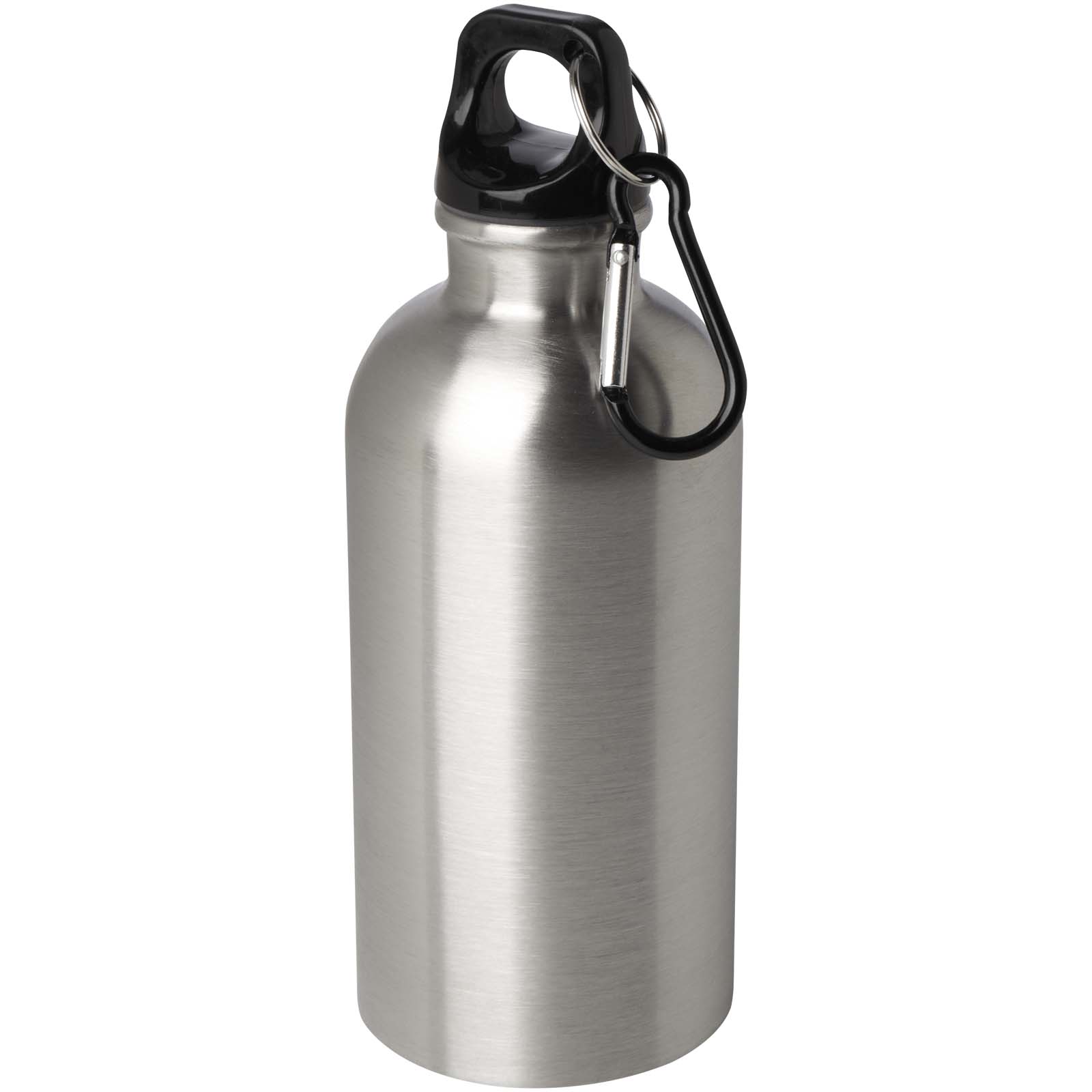 Bouteille d'eau Oregon de 400 ml simple paroi en acier recyclé certifié RCS avec mousqueton