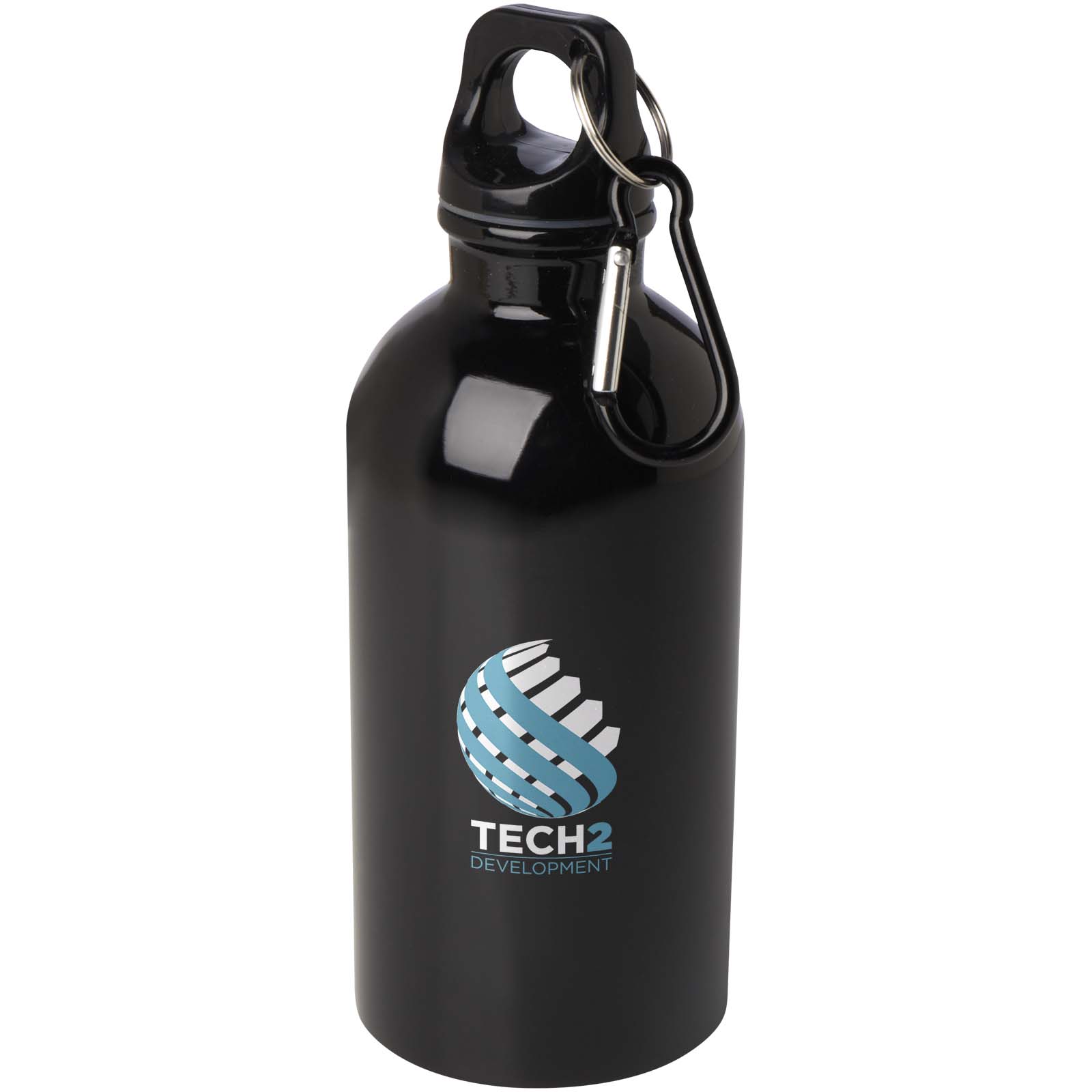 Bouteille d'eau Oregon de 400 ml simple paroi en acier recyclé certifié RCS avec mousqueton
