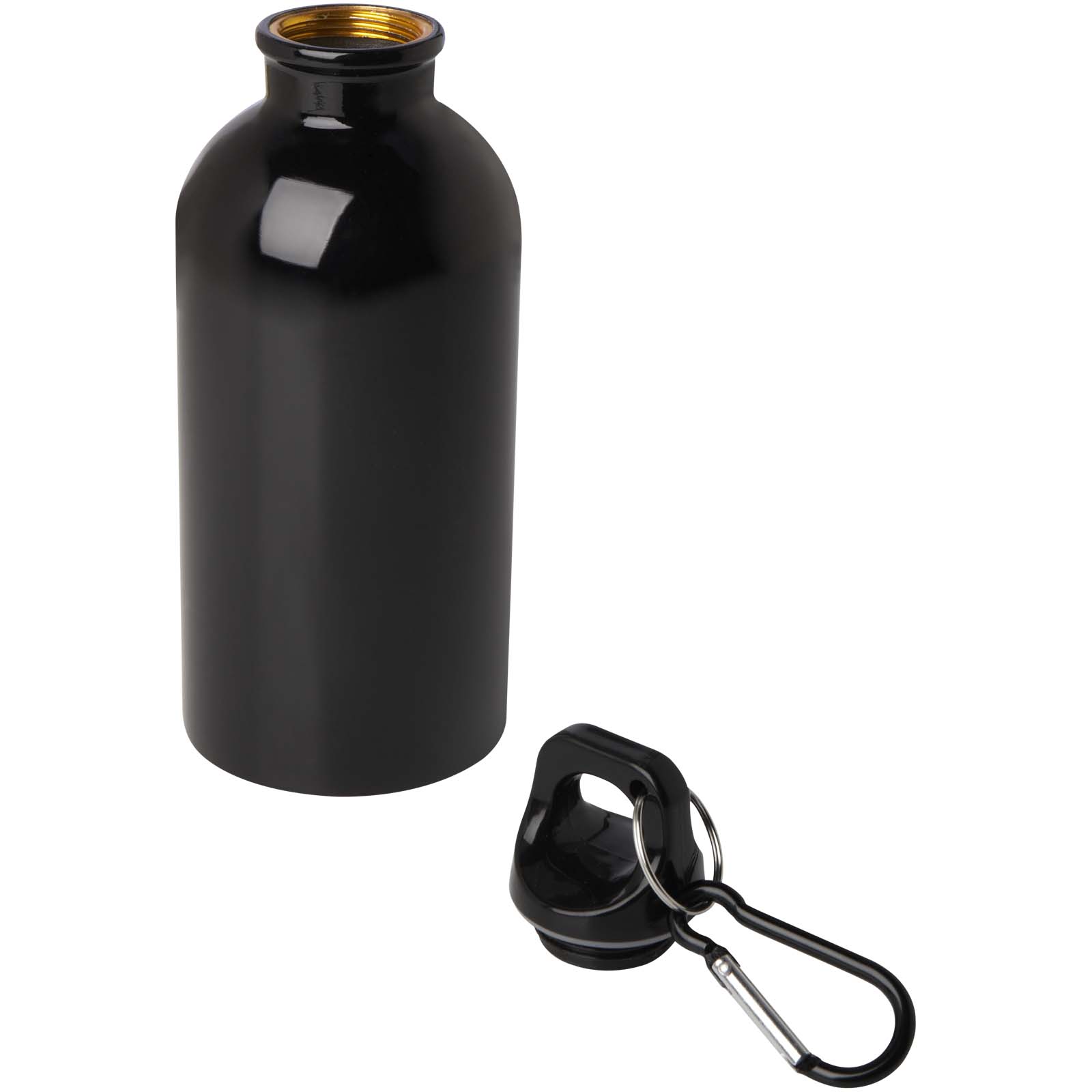 Bouteille d'eau Oregon de 400 ml simple paroi en acier recyclé certifié RCS avec mousqueton