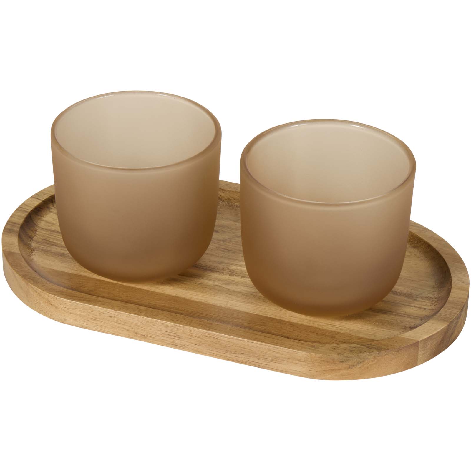 Seasons Plateau de service en bois et tasses en verre Male en finition mate