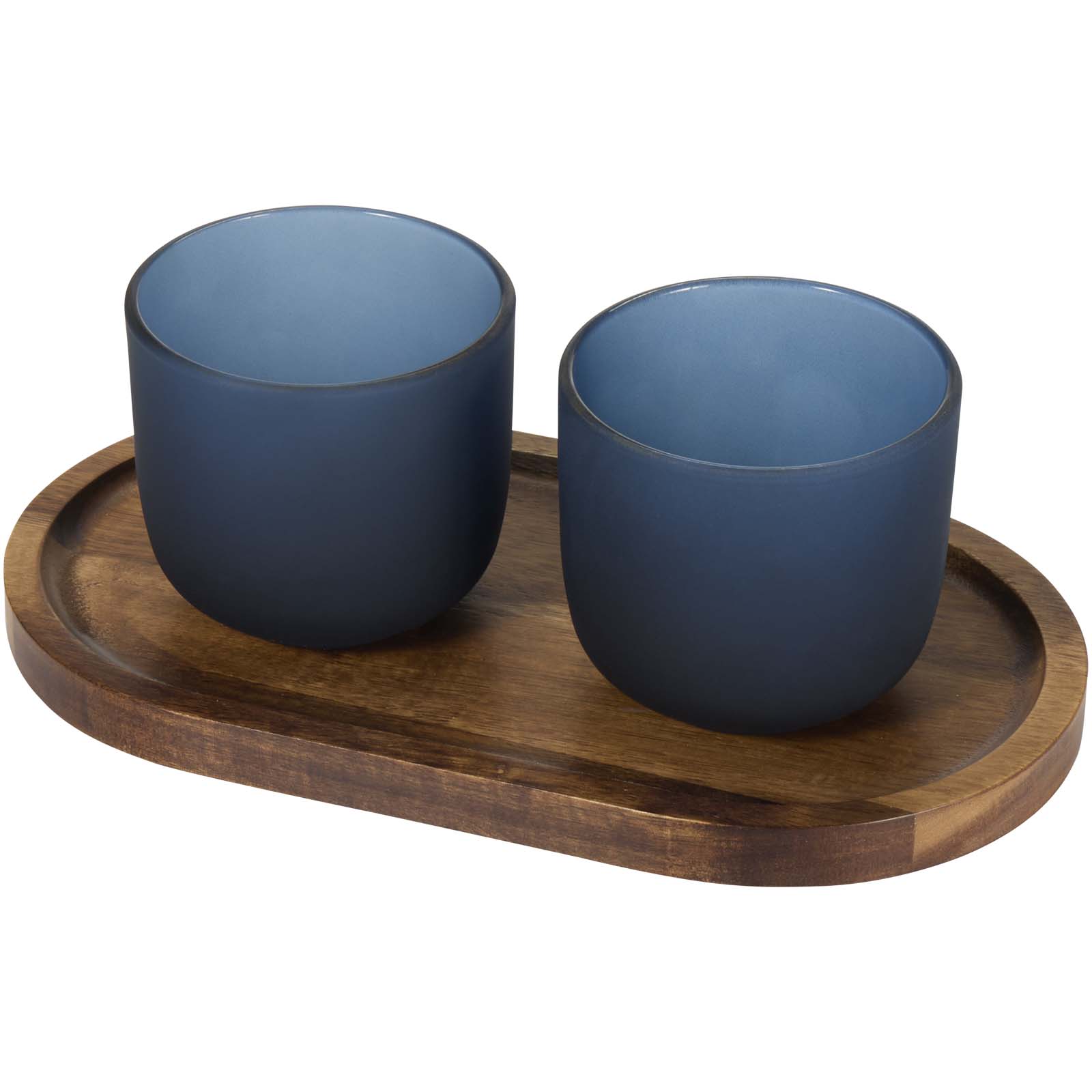 Seasons Plateau de service en bois et tasses en verre Male en finition mate