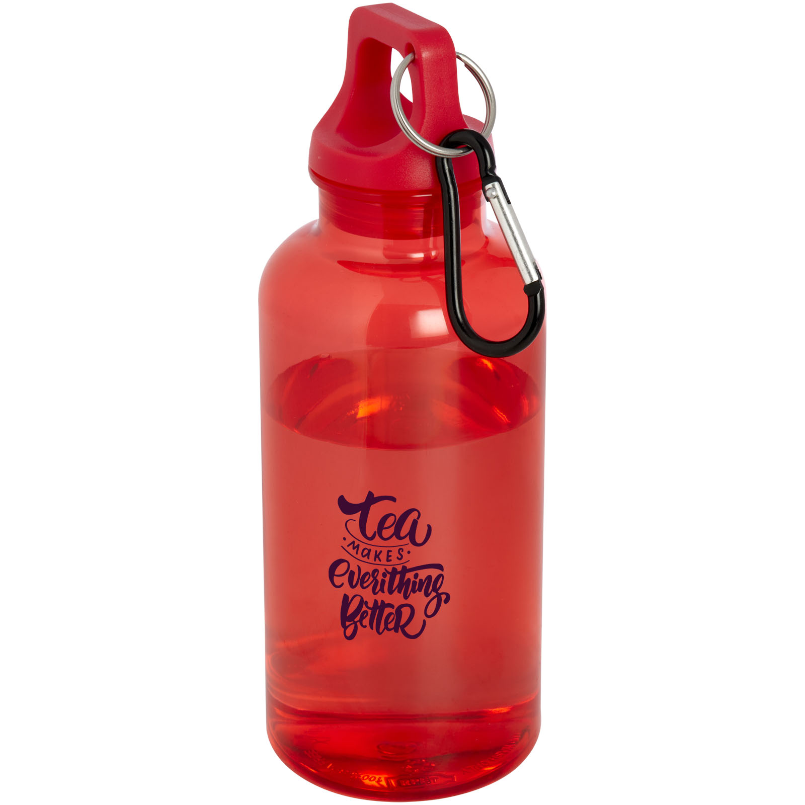 Bouteille d'eau Oregon de 400 ml en plastique recyclé avec mousqueton
