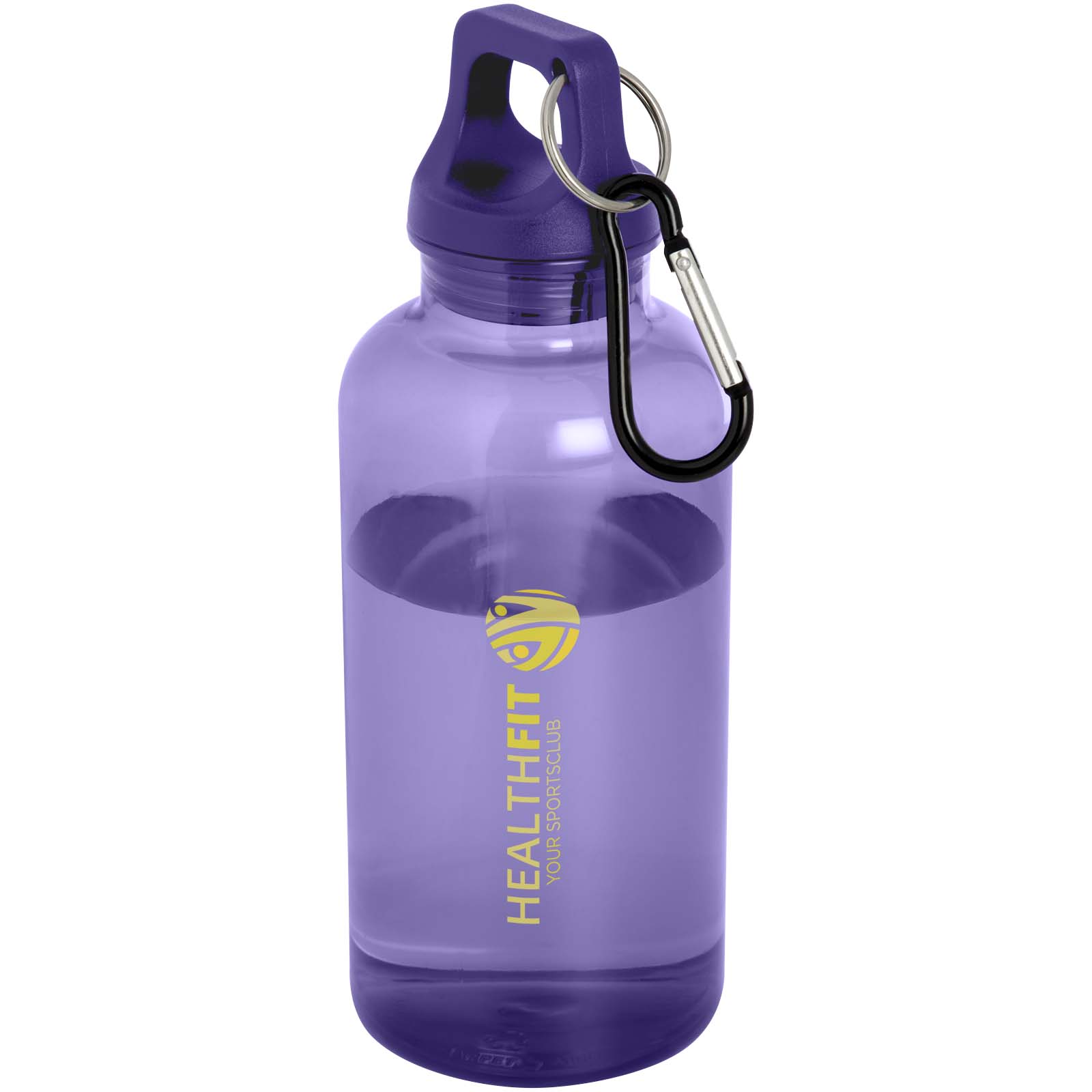 Bouteille d'eau Oregon de 400 ml en plastique recyclé avec mousqueton