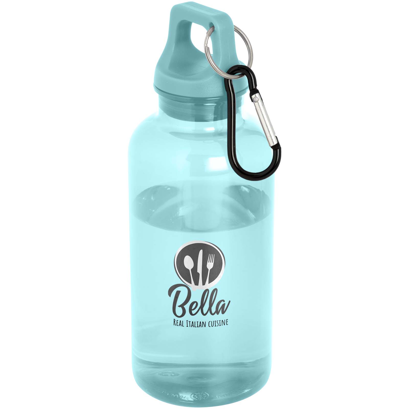 Bouteille d'eau Oregon de 400 ml en plastique recyclé avec mousqueton