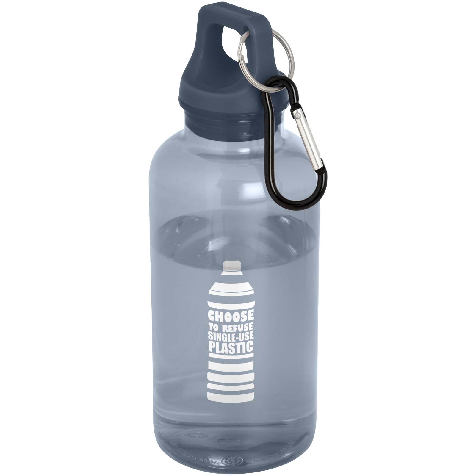 Bouteille d'eau Oregon de 400 ml en plastique recyclé avec mousqueton